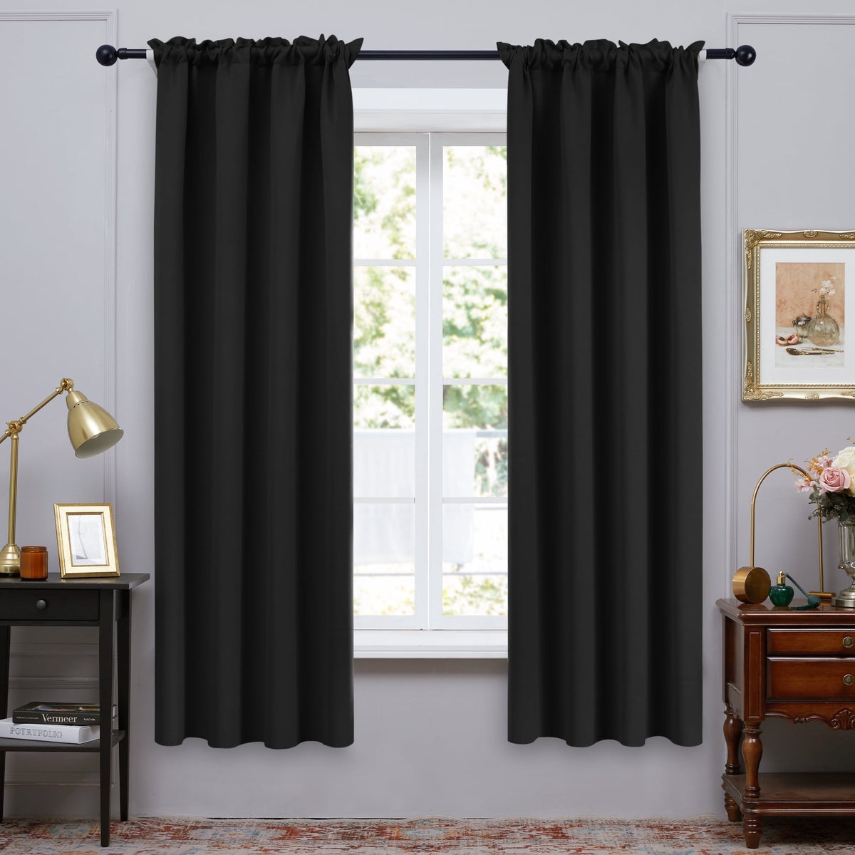 ZOPZO Curtains & Valances, Black