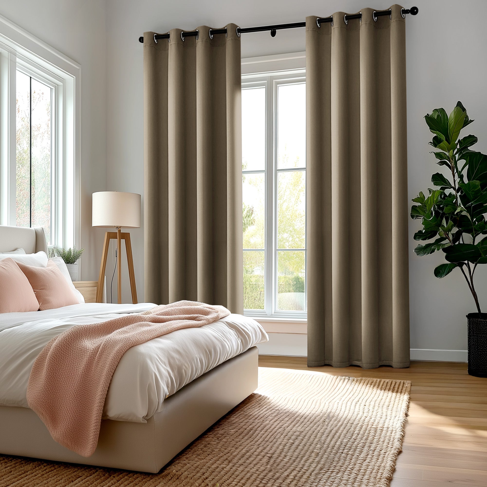 Deconovo Blackout Curtains for Bedroom & Living Room, Thermal Insulated Room Darkening Drapes, Grommet Panels Set of 2