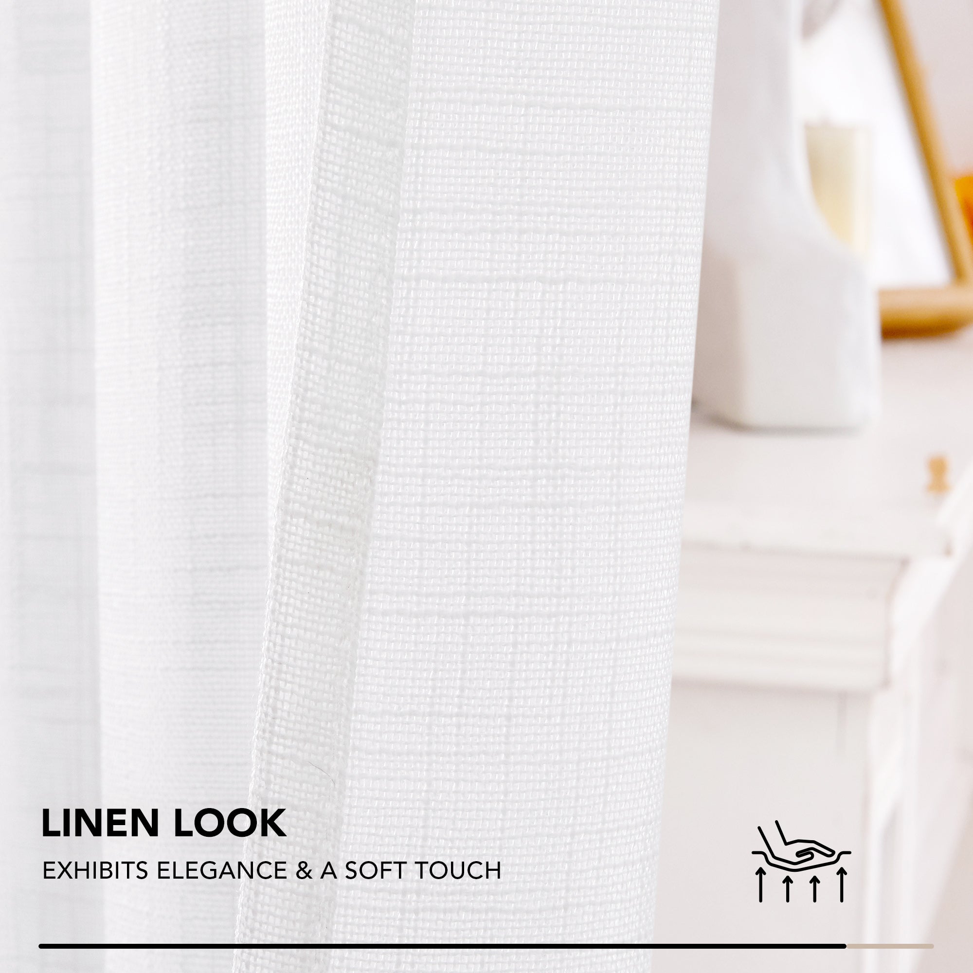 Deconovo Faux Linen Sheer Curtain Panels (2-Pack) – Light Filtering, Grommet Top