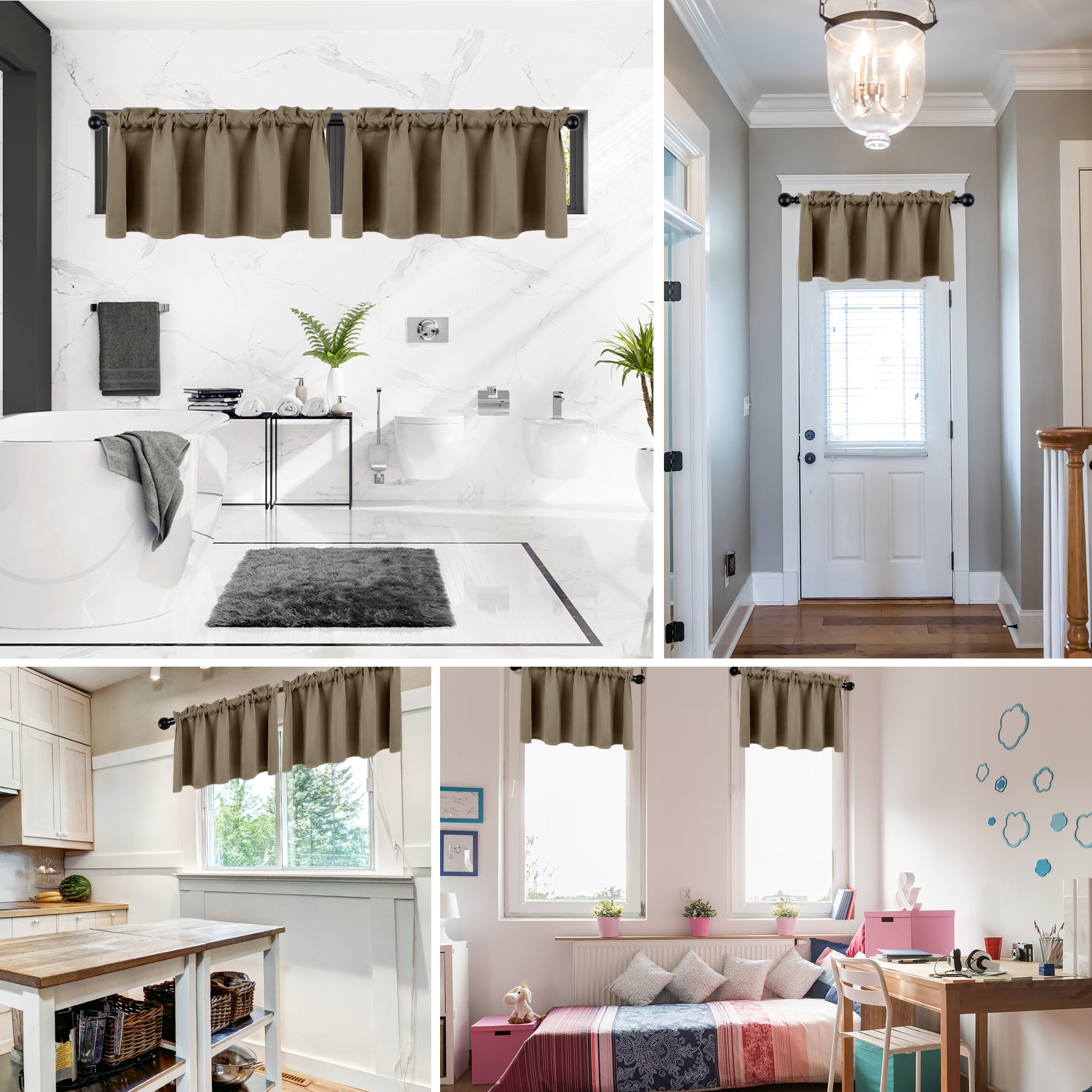 Deconovo Room Darkening Rod Pocket Window Valance – 1 Panel
