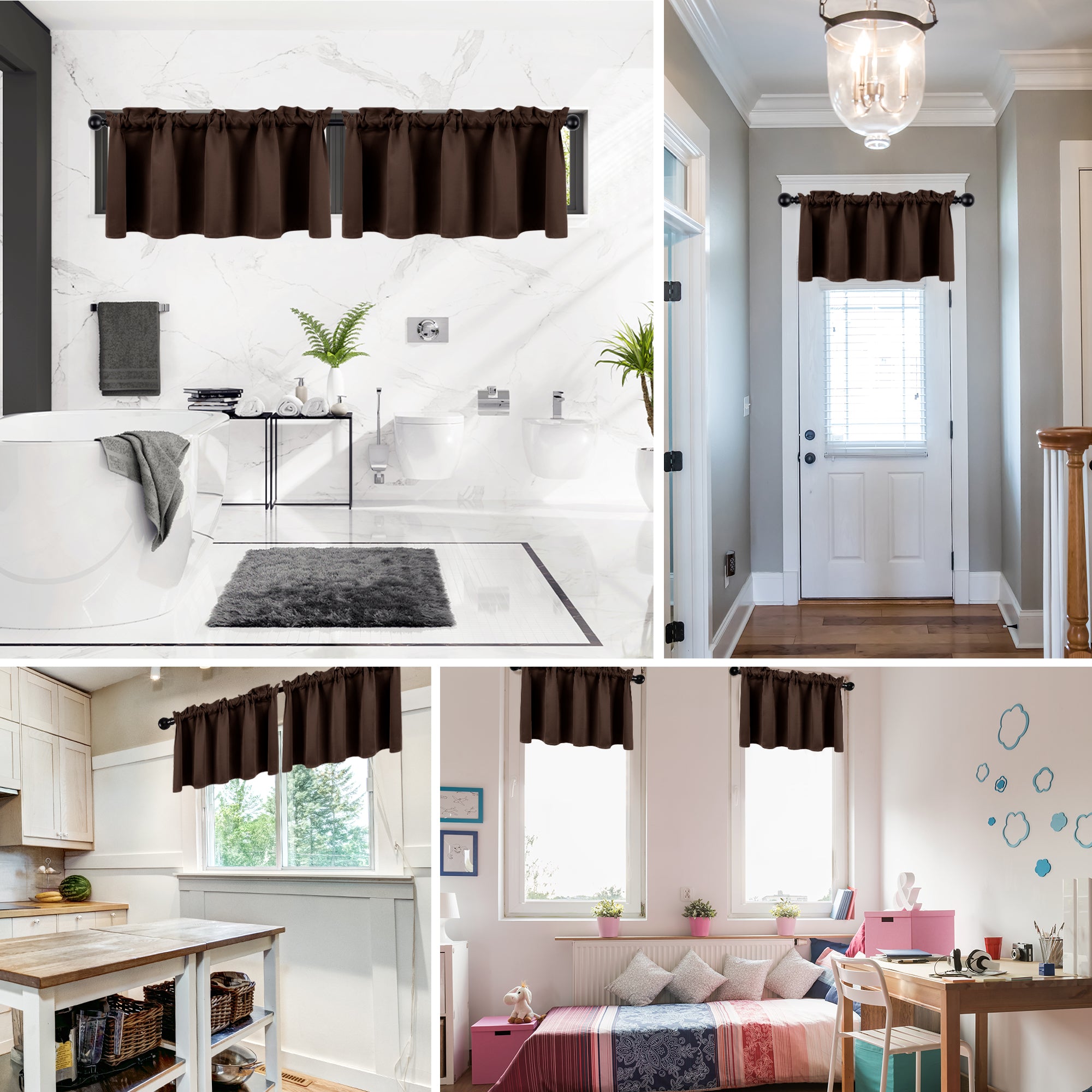 Deconovo Room Darkening Rod Pocket Window Valance – 1 Panel
