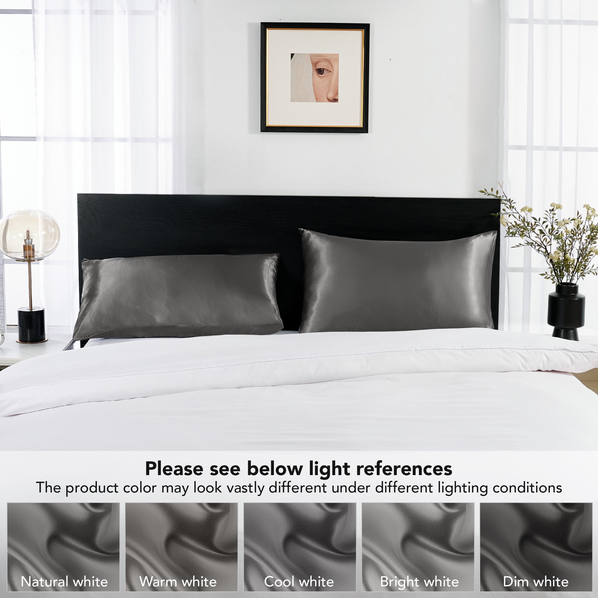 Deconovo Satin Silk Pillowcases (Set of 2), Envelope Closure