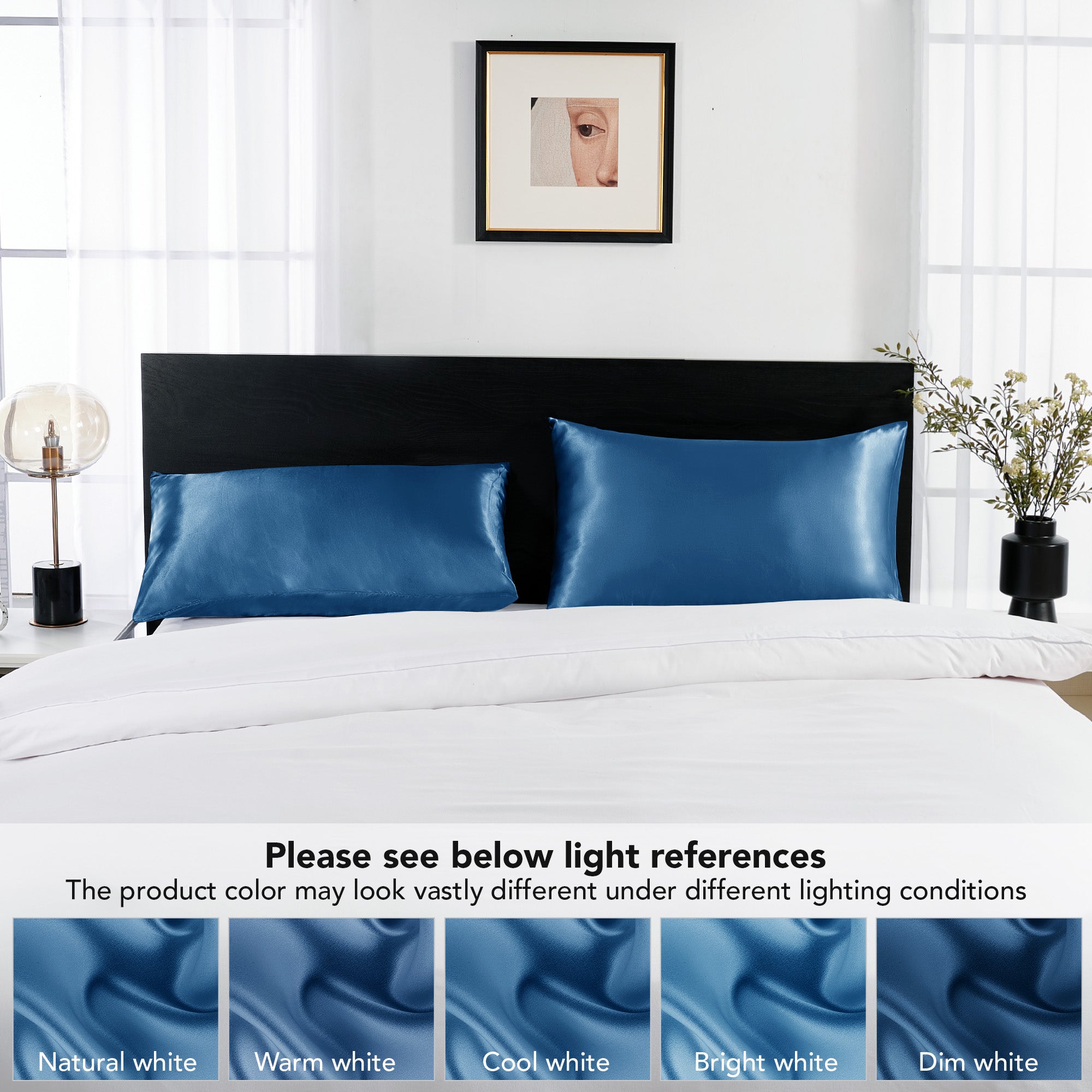 Deconovo Satin Silk Pillowcases (Set of 2), Envelope Closure
