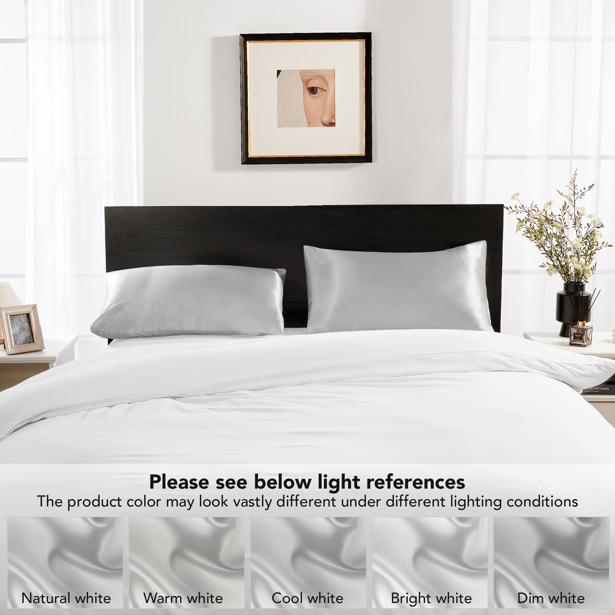 Deconovo Satin Silk Pillowcases (Set of 2), Envelope Closure