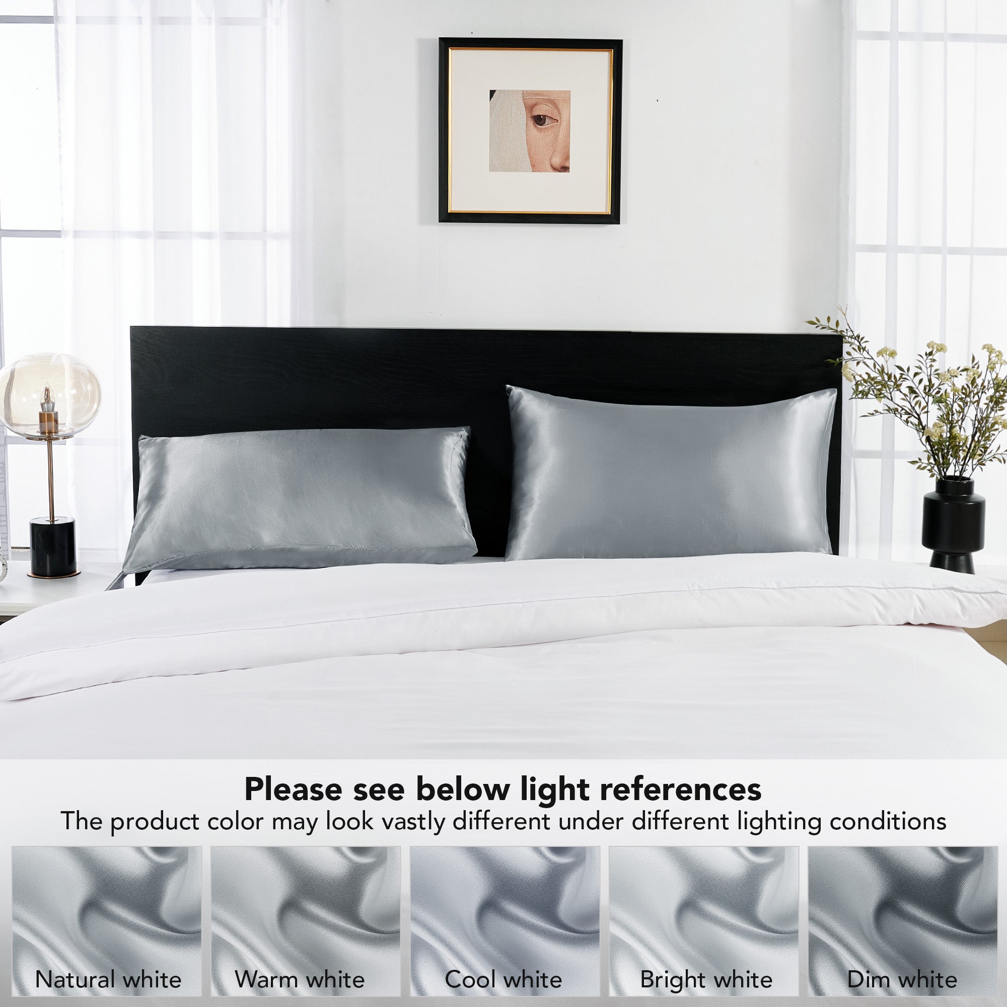 Deconovo Satin Silk Pillowcases (Set of 2), Envelope Closure