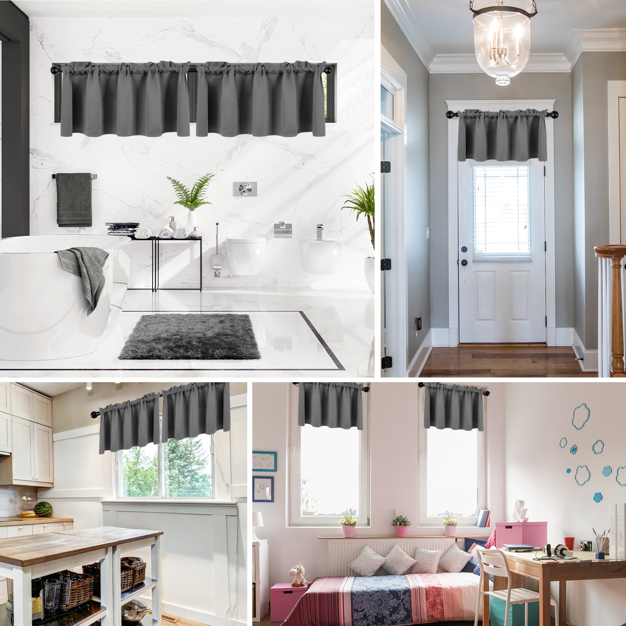 Deconovo Room Darkening Rod Pocket Window Valance – 1 Panel