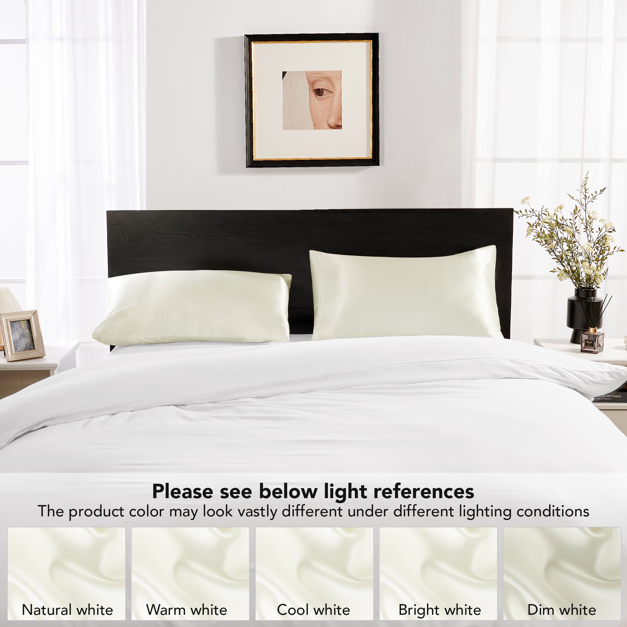 Deconovo Satin Silk Pillowcases (Set of 2), Envelope Closure
