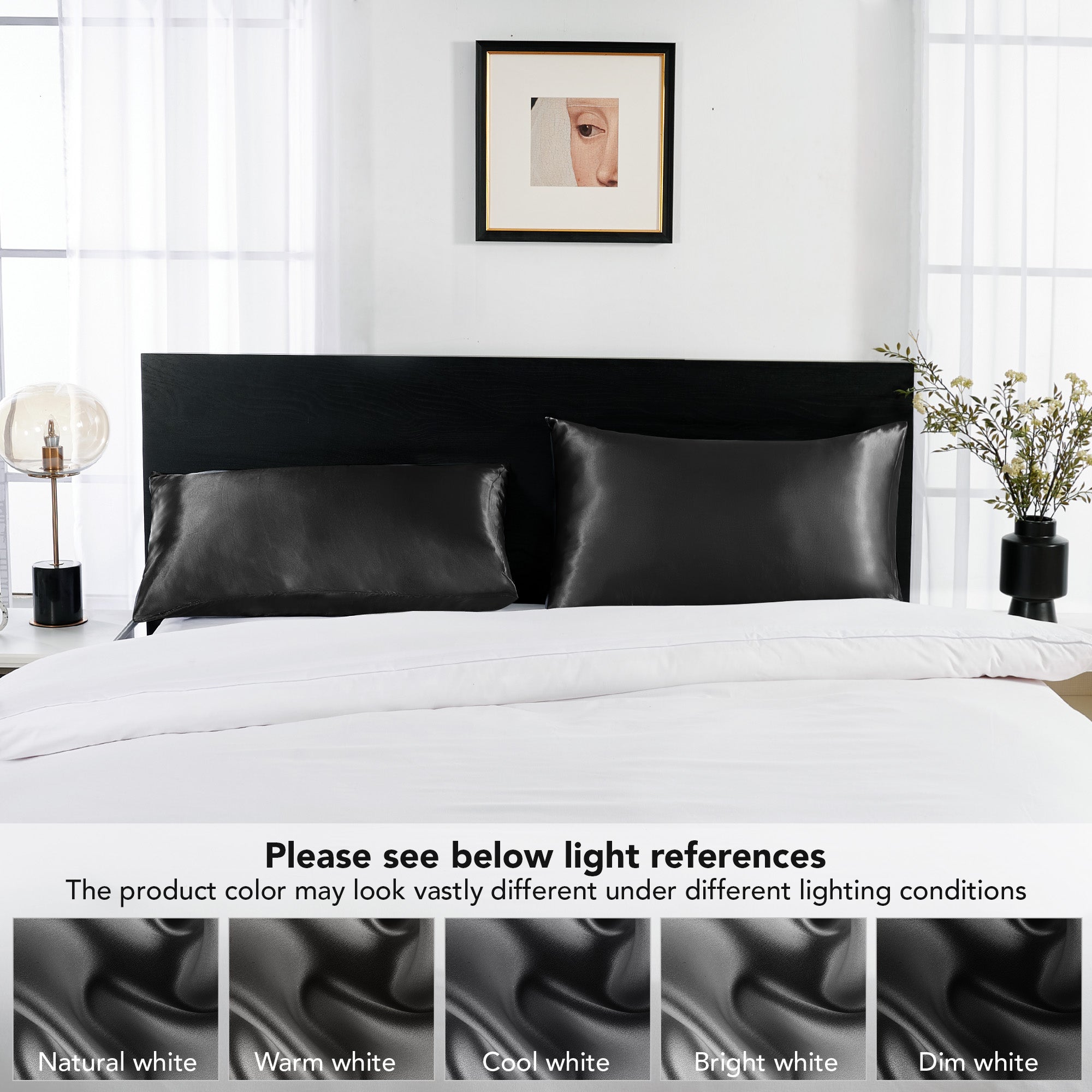 Deconovo Satin Silk Pillowcases (Set of 2), Envelope Closure