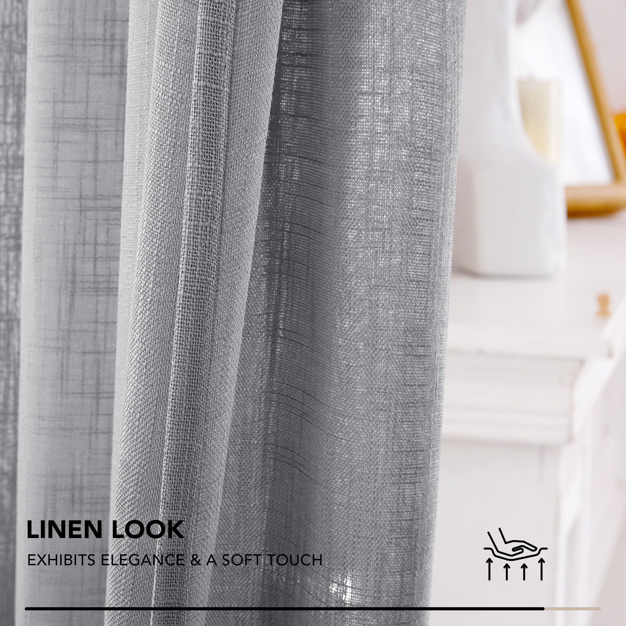 Deconovo Faux Linen Sheer Curtain Panels (2-Pack) – Light Filtering, Grommet Top