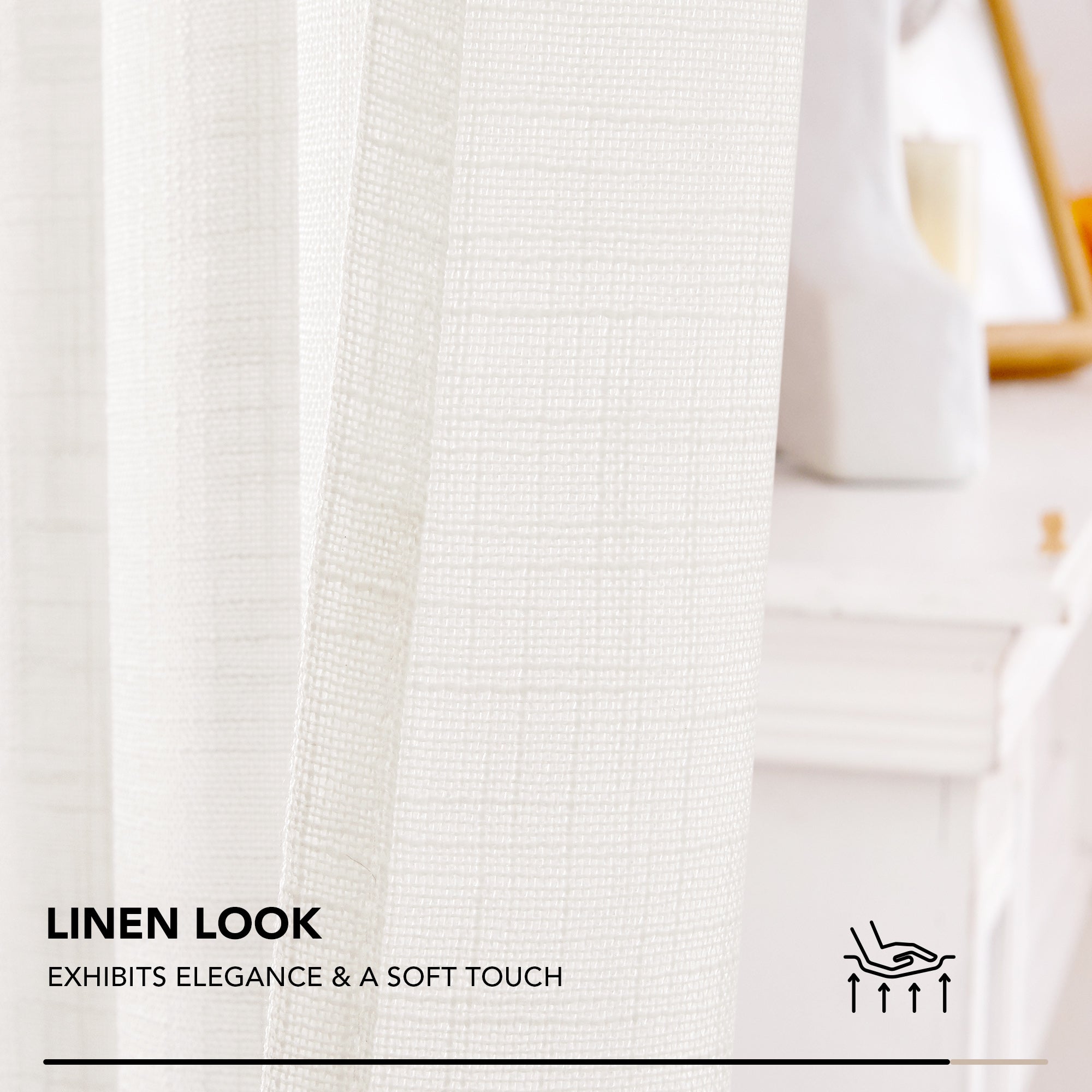 Deconovo Faux Linen Sheer Curtain Panels (2-Pack) – Light Filtering, Grommet Top