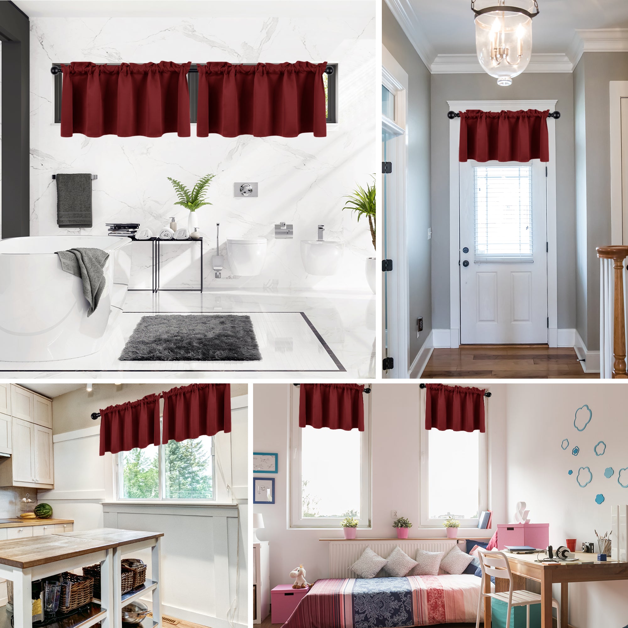 Deconovo Room Darkening Rod Pocket Window Valance – 1 Panel
