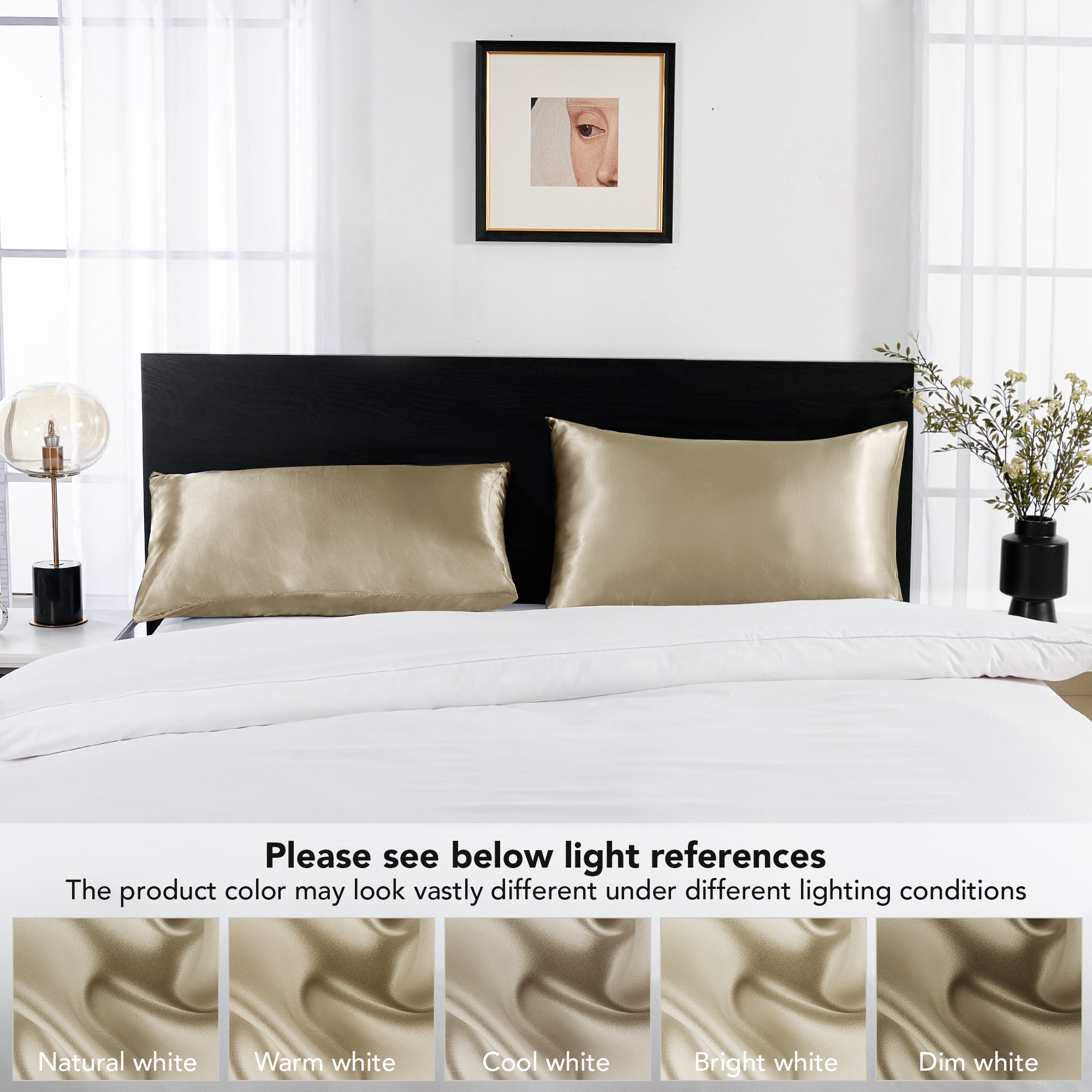 Deconovo Satin Silk Pillowcases (Set of 2), Envelope Closure