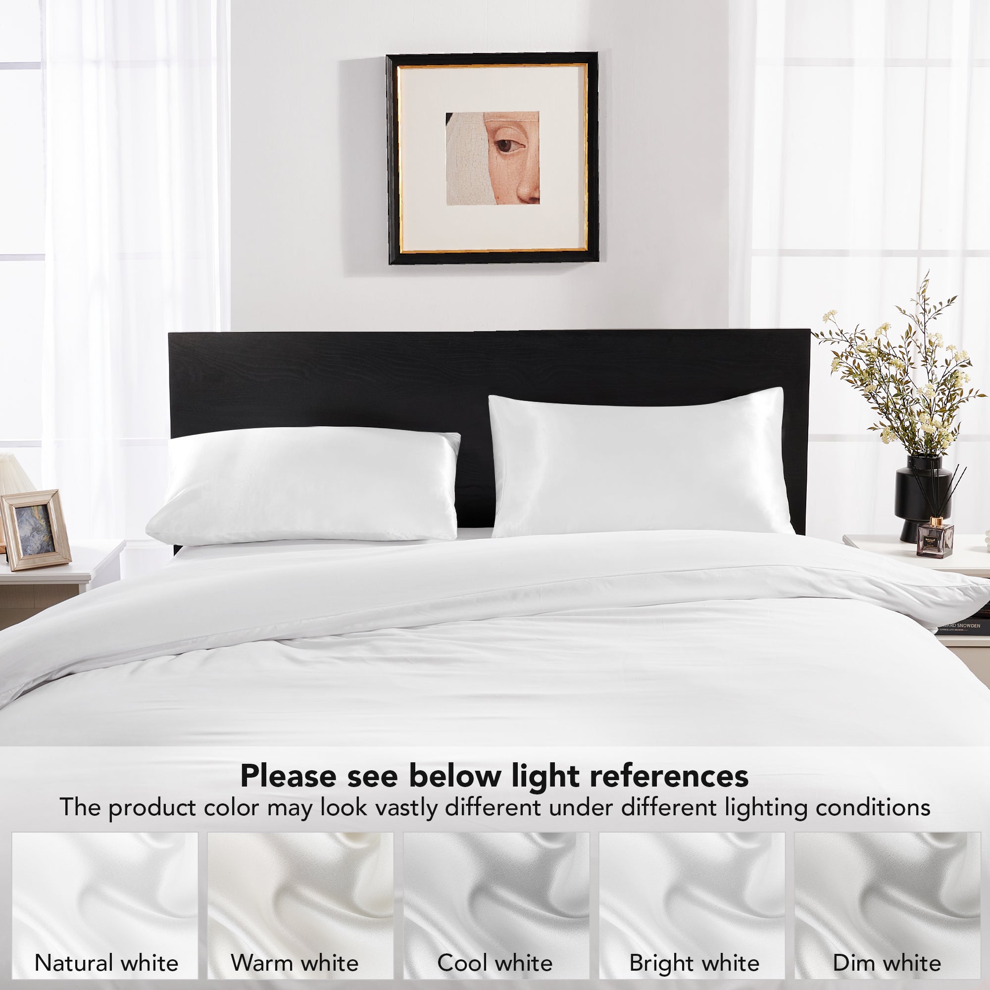 Deconovo Satin Silk Pillowcases (Set of 2), Envelope Closure