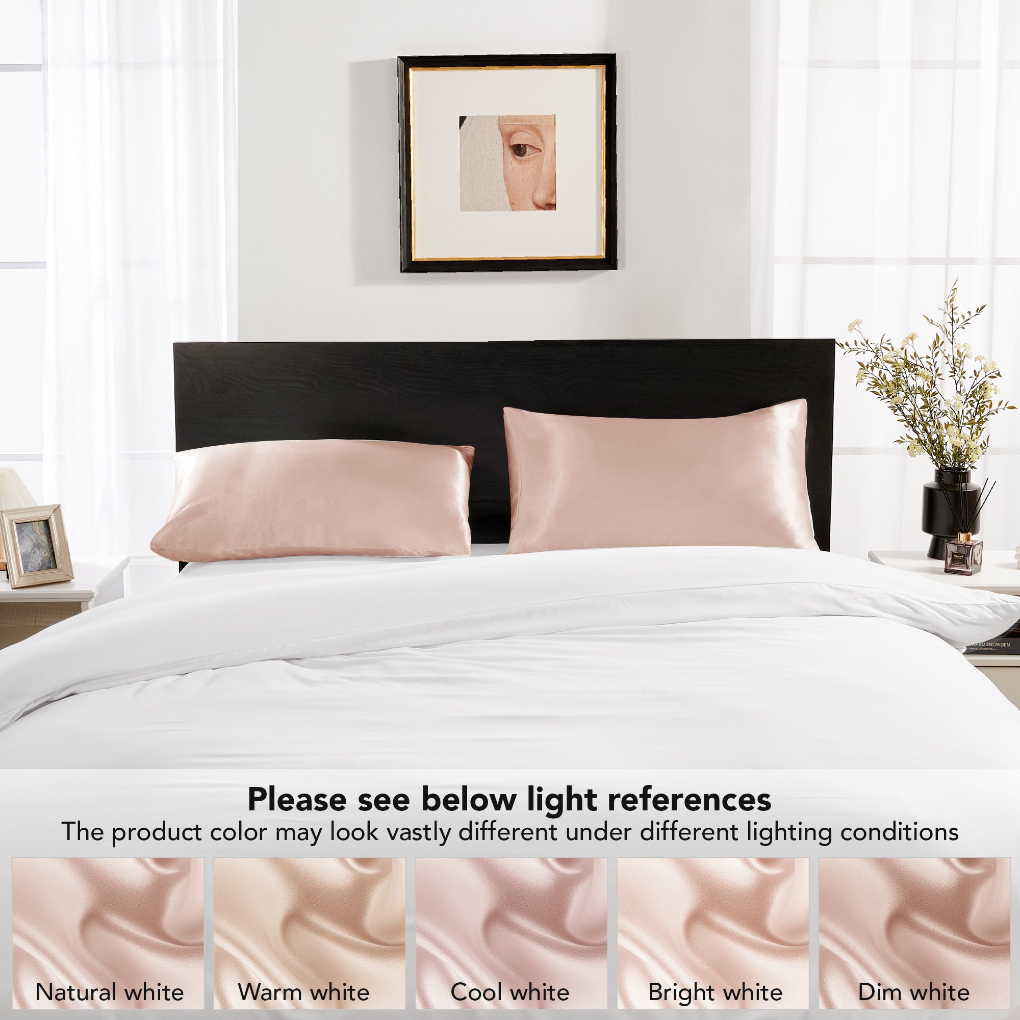 Deconovo Satin Silk Pillowcases (Set of 2), Envelope Closure