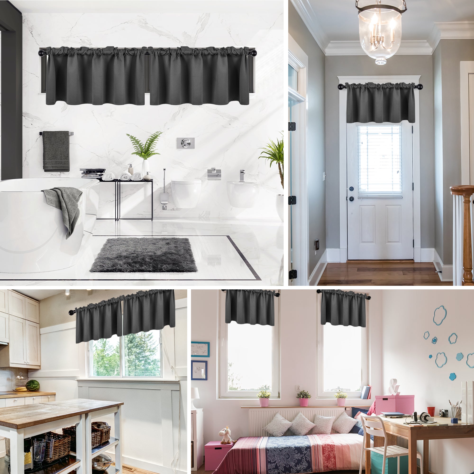 Deconovo Room Darkening Rod Pocket Window Valance – 1 Panel