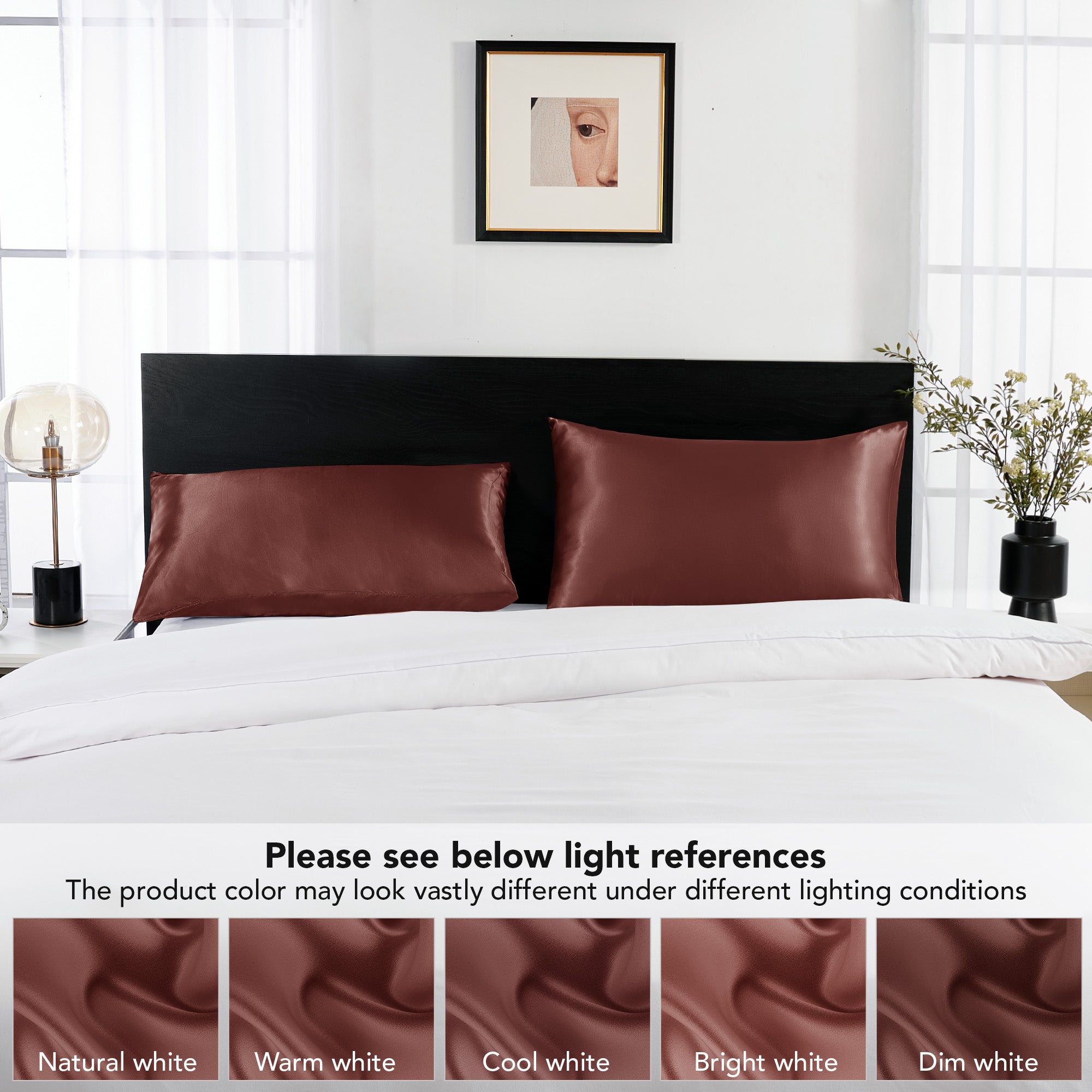 Deconovo Satin Silk Pillowcases (Set of 2), Envelope Closure