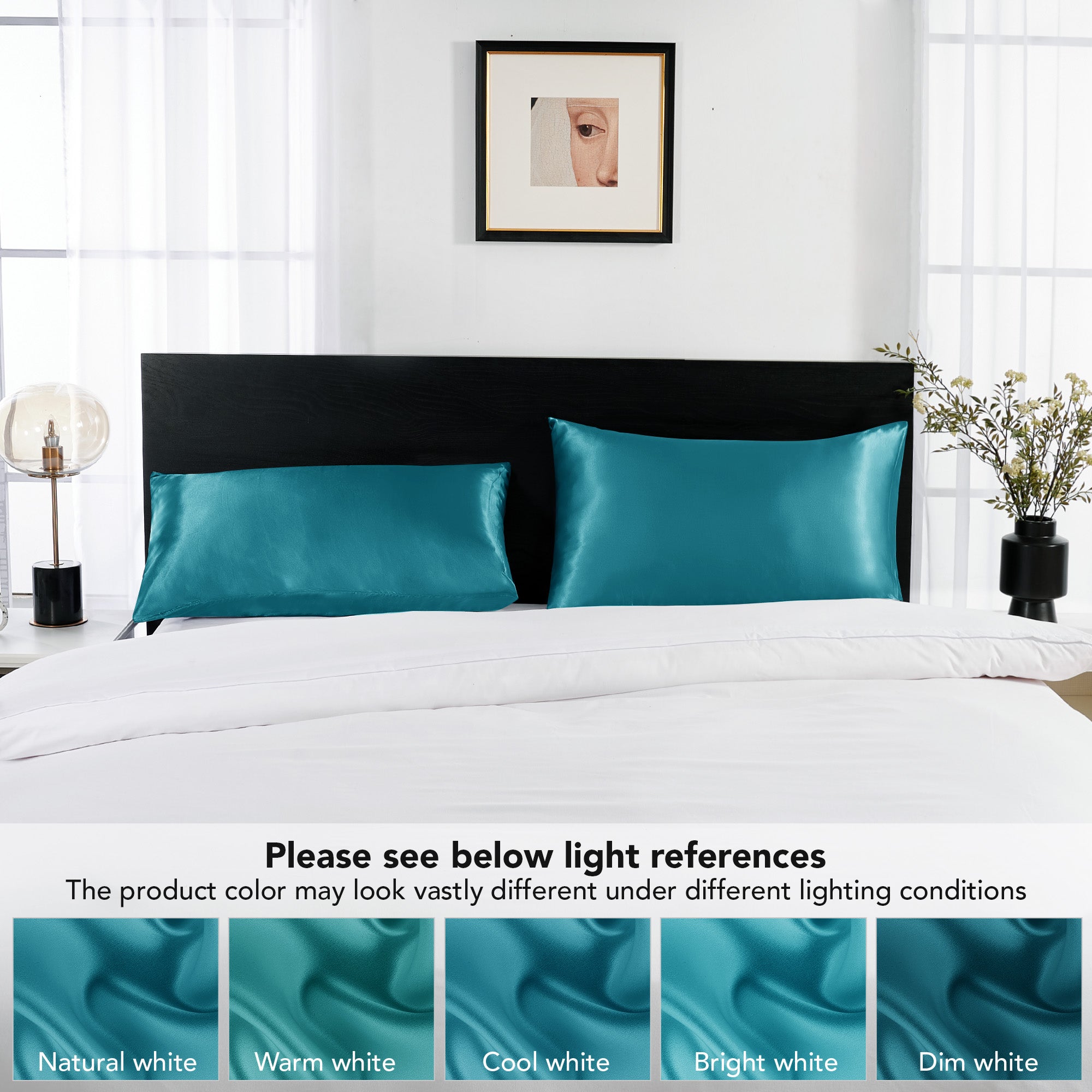 Deconovo Satin Silk Pillowcases (Set of 2), Envelope Closure