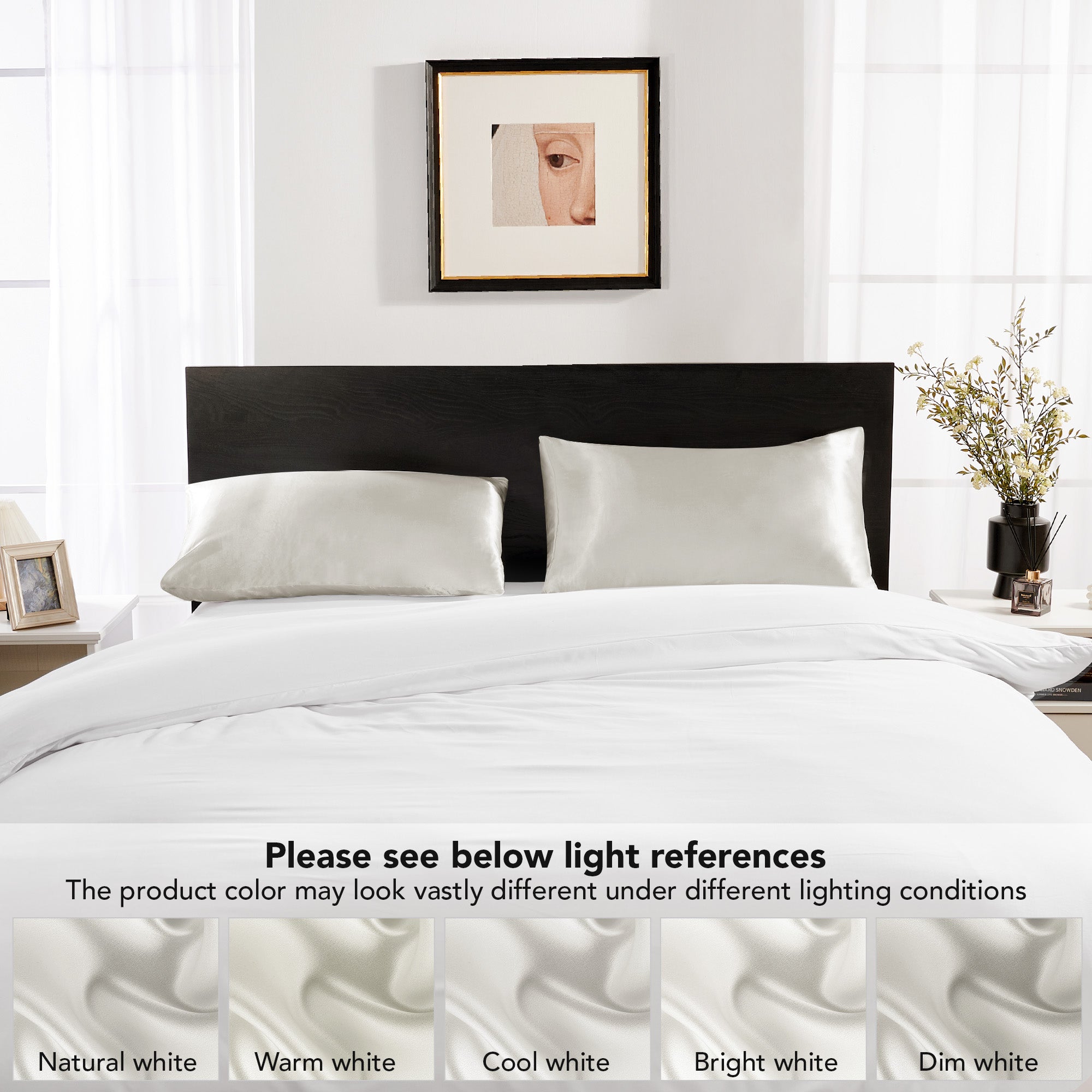 Deconovo Satin Silk Pillowcases (Set of 2), Envelope Closure