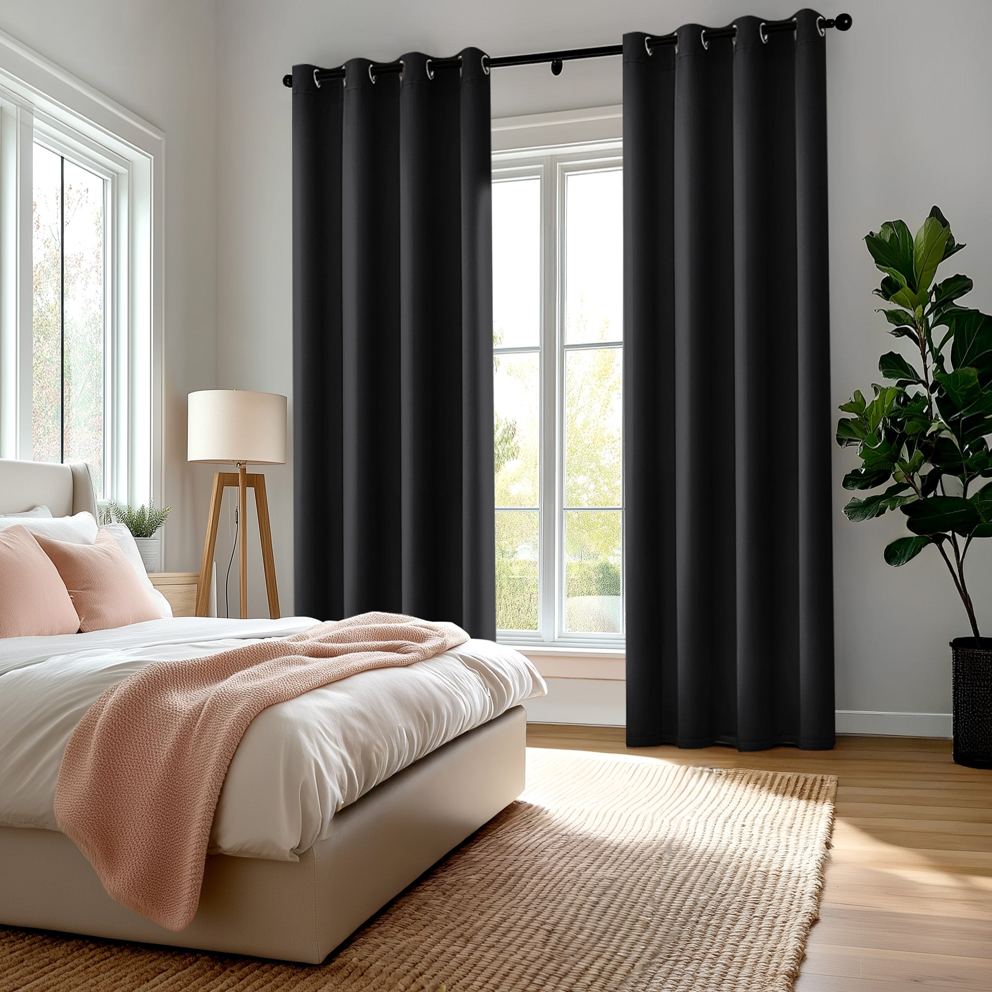 Deconovo Blackout Curtains for Bedroom & Living Room, Thermal Insulated Room Darkening Drapes, Grommet Panels Set of 2