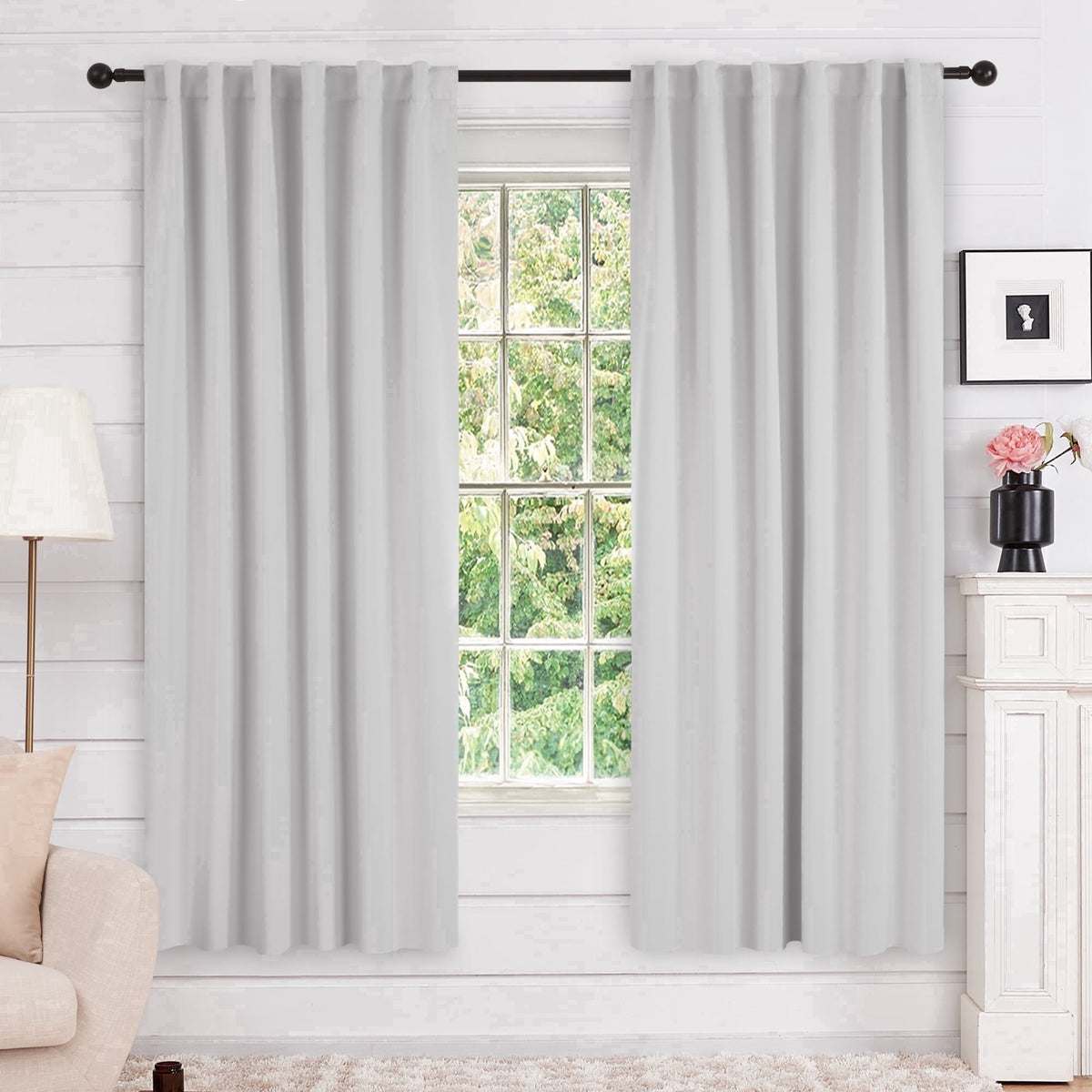 Deconovo Solid Blackout Back Tab and Rod Pocket Curtains, 2 Panels - Silver Gray, 52 x 72