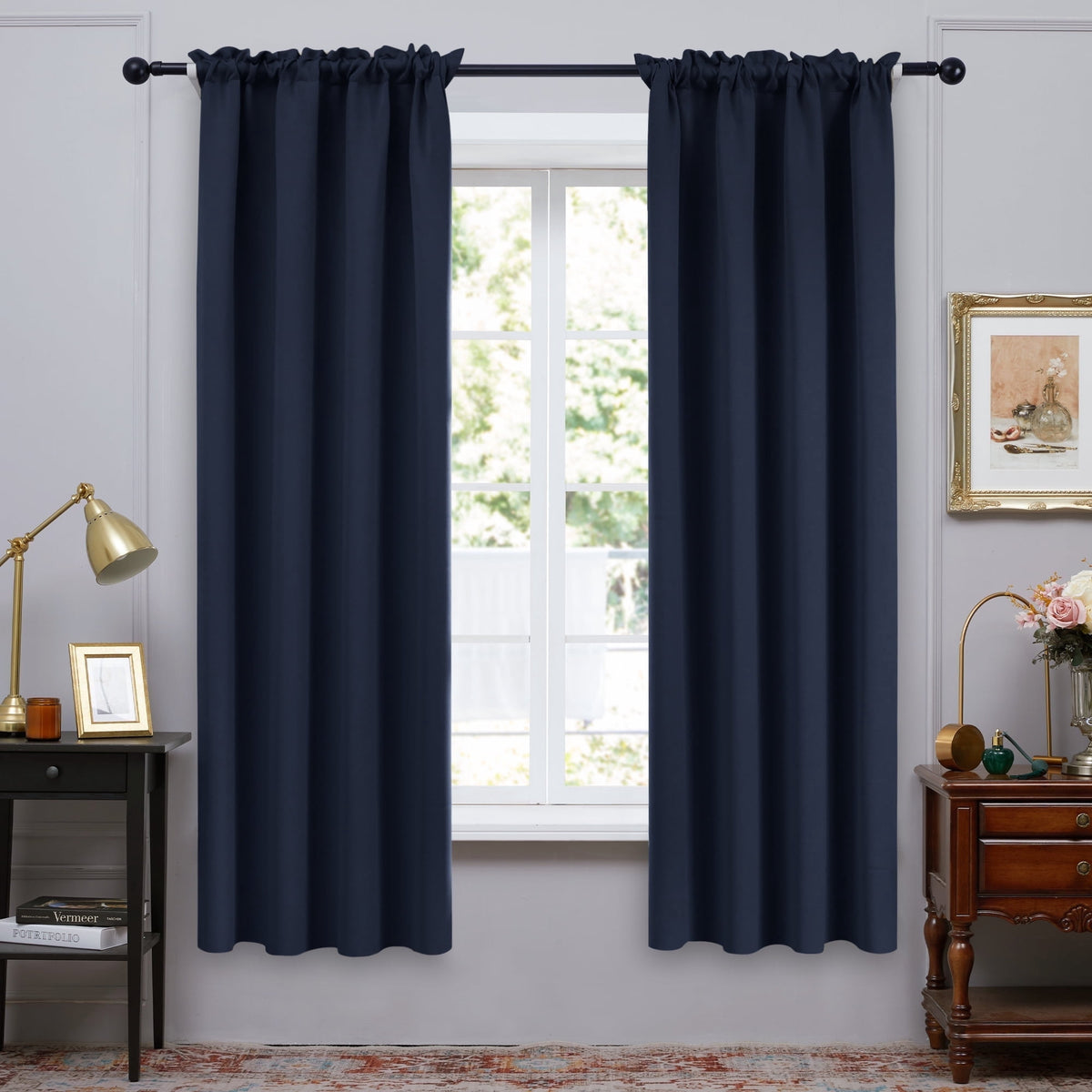 ZOPZO Curtains & Valances, Navy Blue