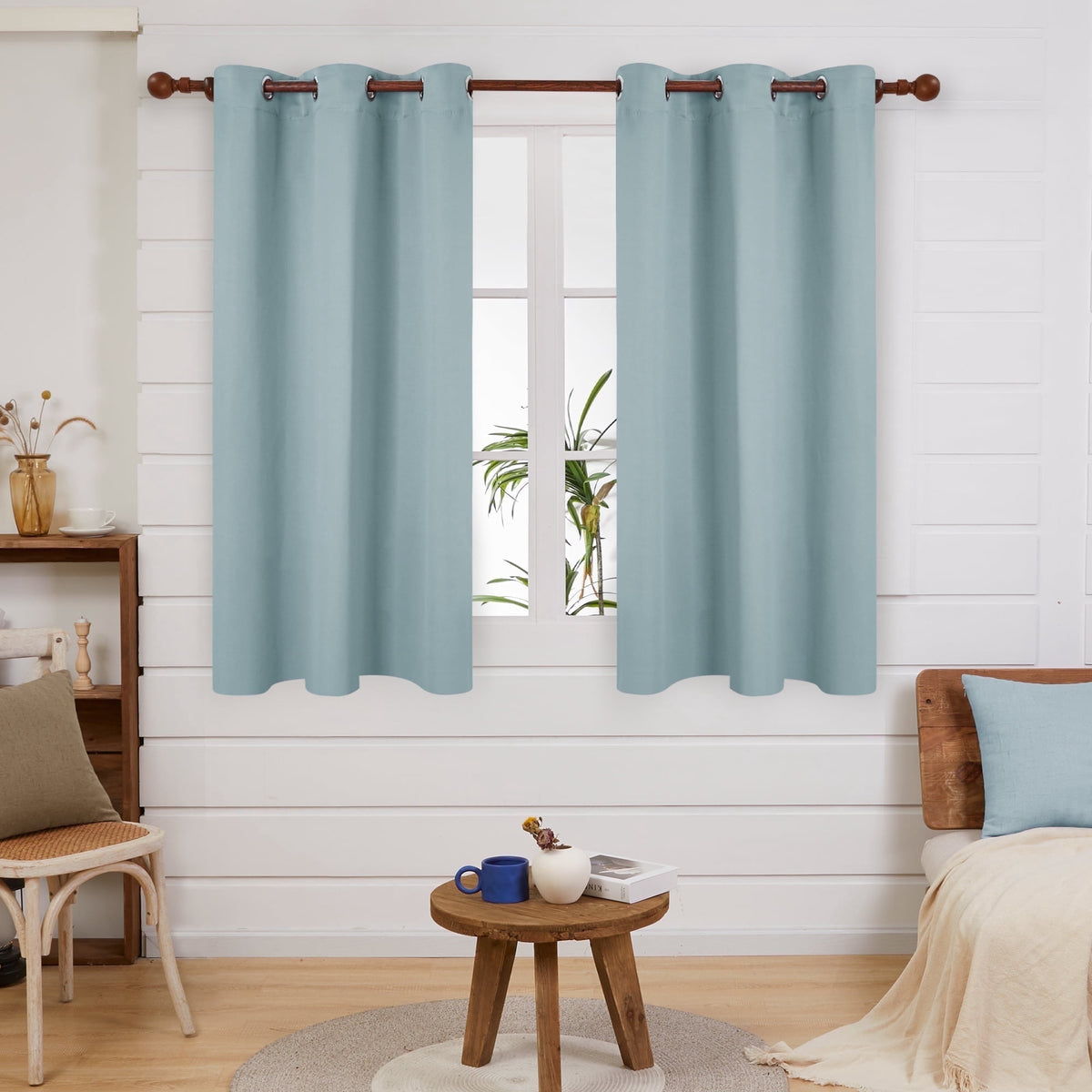 Deconovo Grommet Room Darkening Curtains, 2 Panels - Baby Blue, 38 x 54
