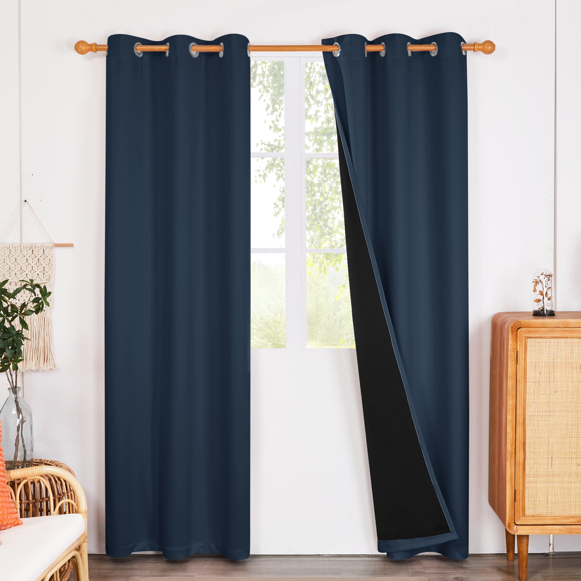 Deconovo Satin 100% Light sheiled Curtains 2Panels For LivingRoom or Bedroom