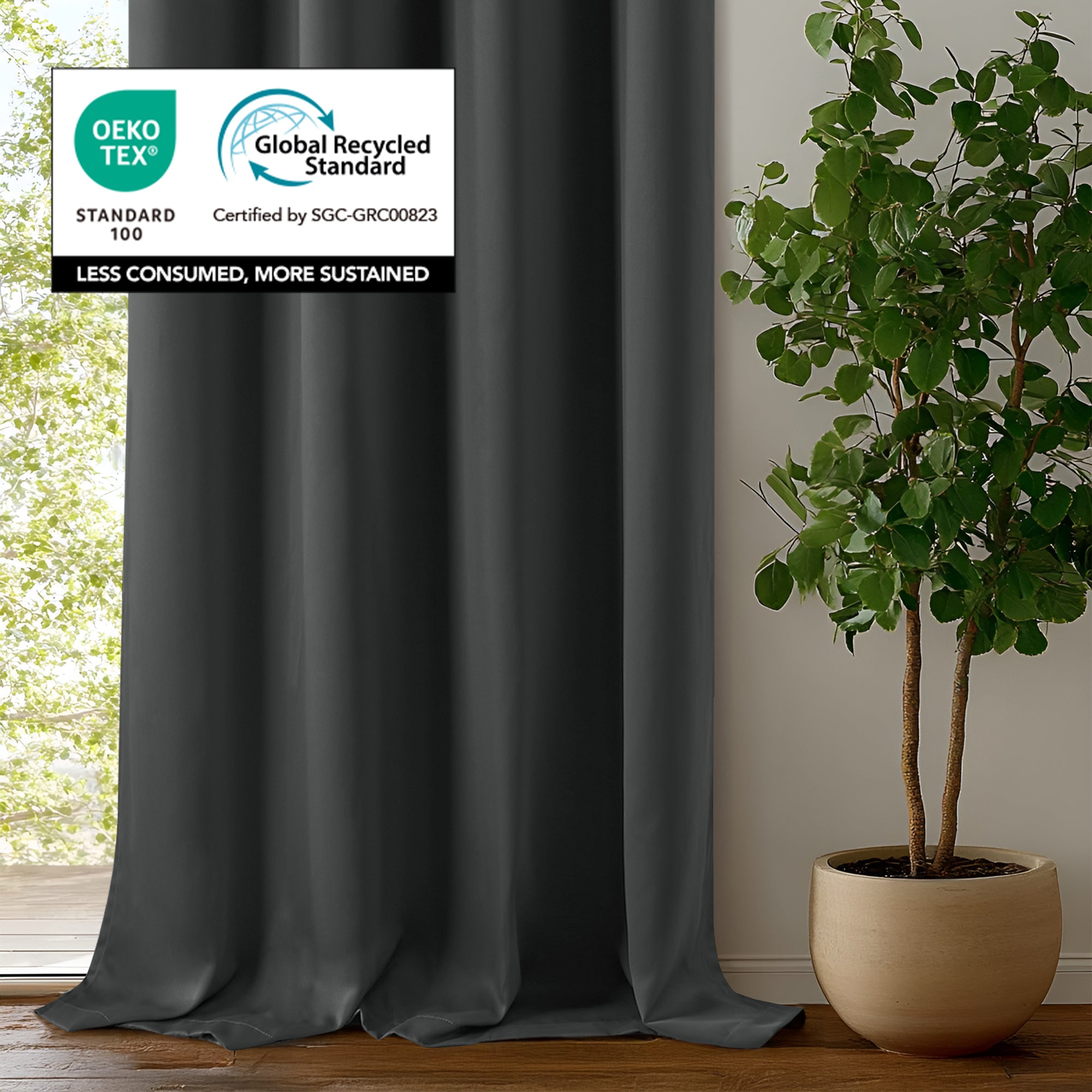 Deconovo Total Blackout Recycled Curtains Grommet 2 Panels