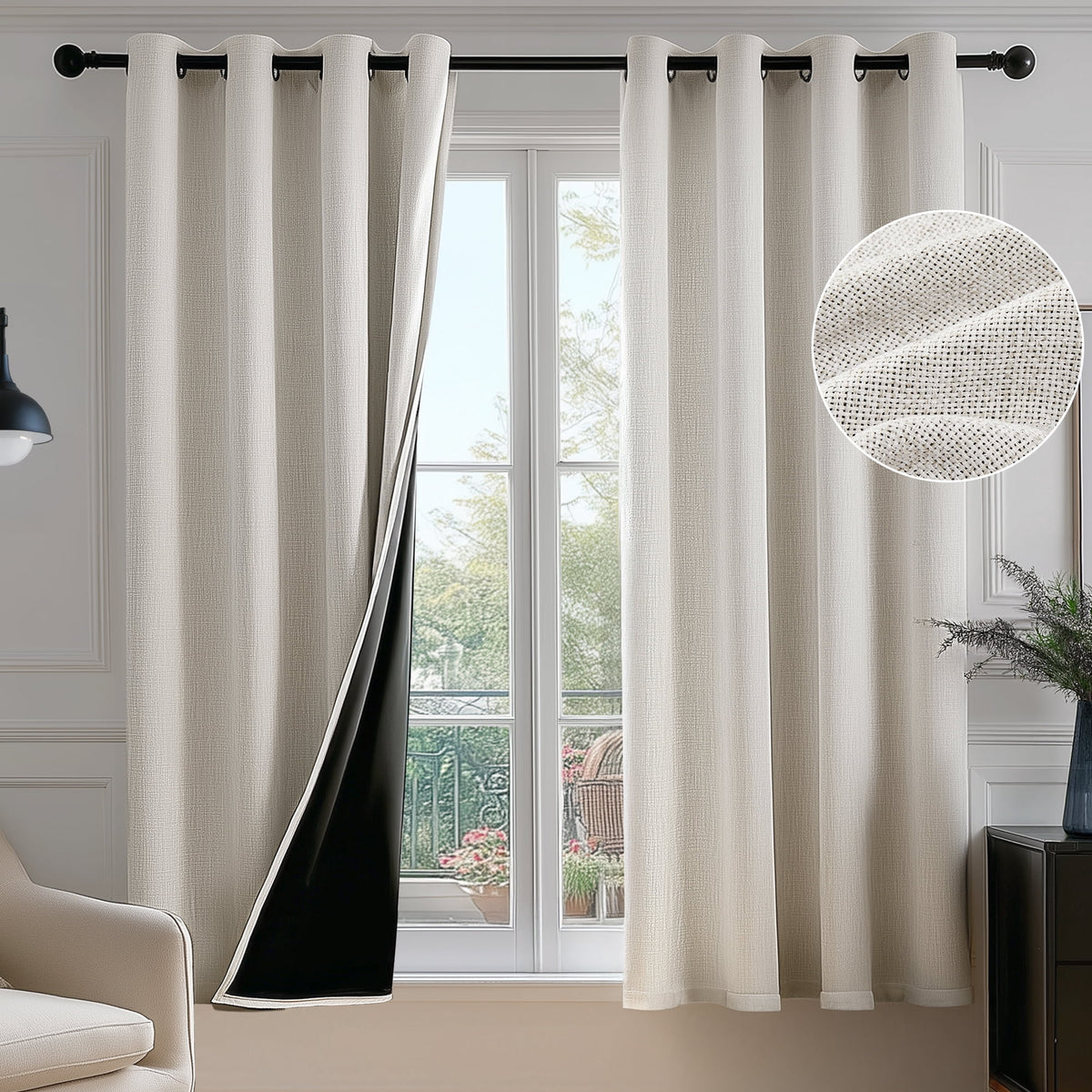 ZOPZO Curtains & Valances, Natural Linen