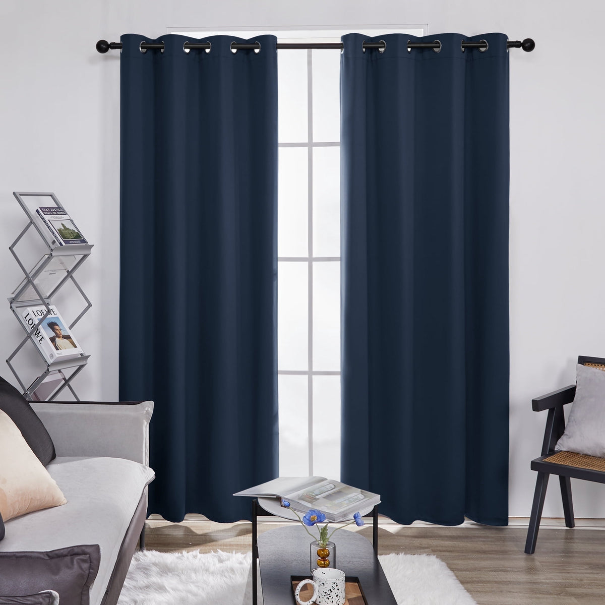 ZOPZO Curtains & Valances, Navy Blue