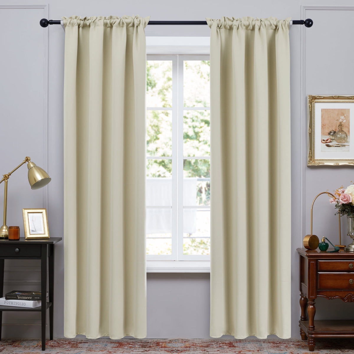 ZOPZO Curtains & Valances, Dark Beige