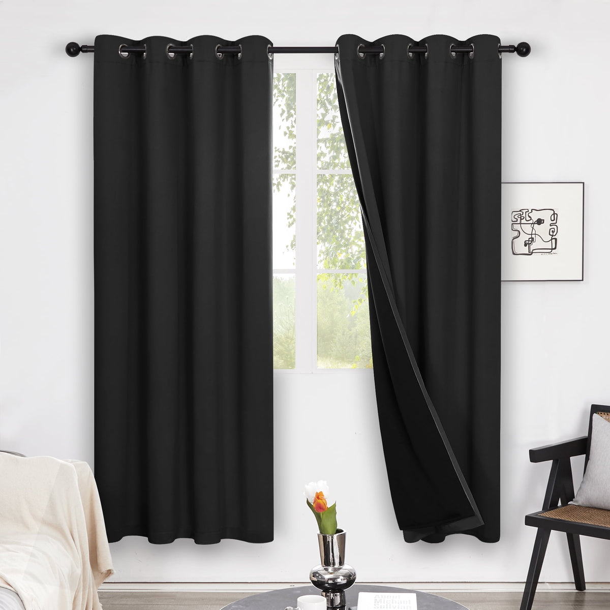 ZOPZO Curtains & Valances, Black