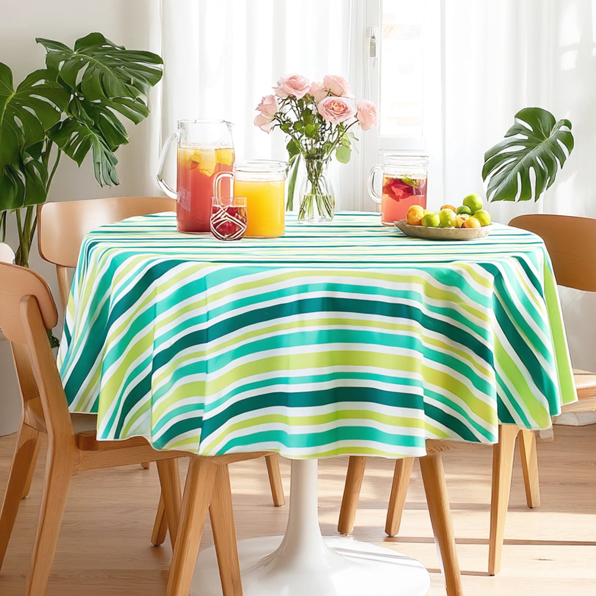 ZOPZO Tablecloths, Bright Green/Striped