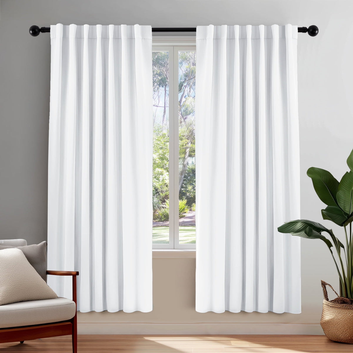 ZOPZO Curtains & Valances, Pure White