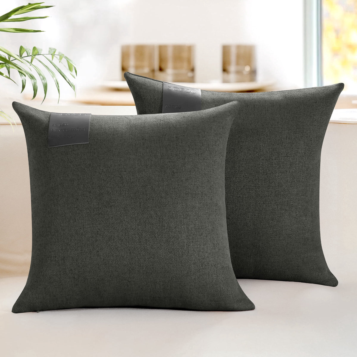 ZOPZO Decorative Pillow Covers, Dark Gray