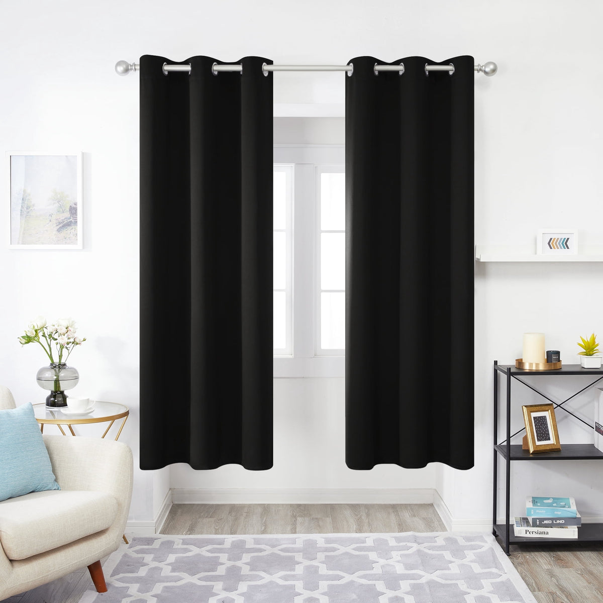 ZOPZO Curtains & Valances, Black