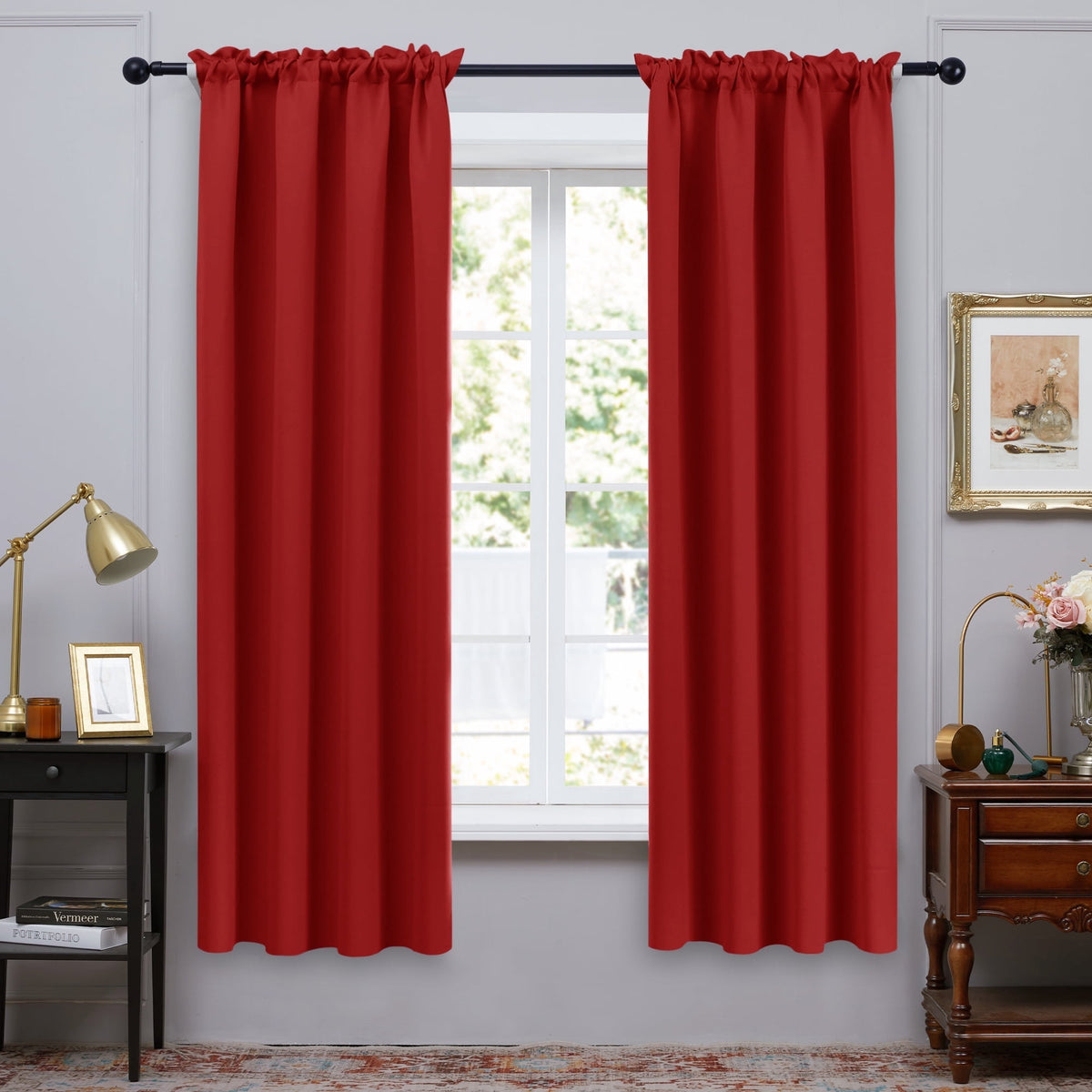 ZOPZO Curtains & Valances, Bright Red