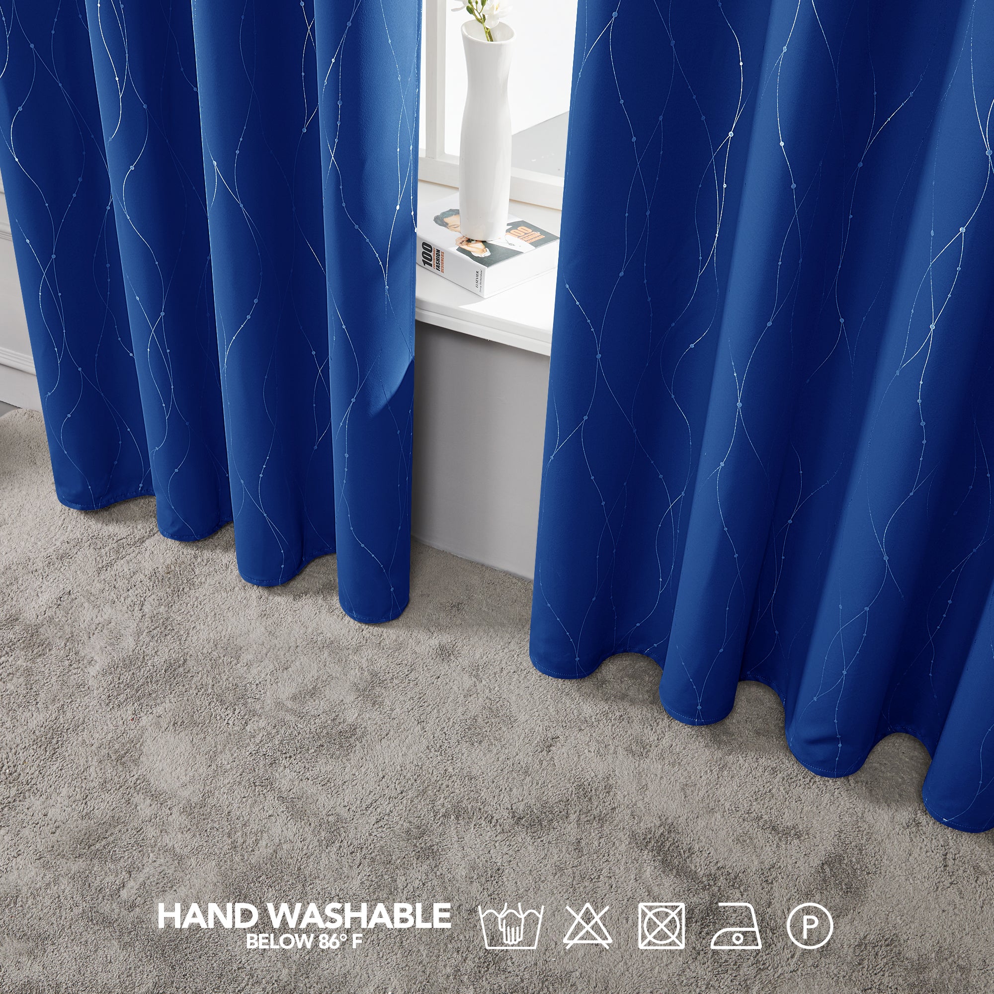 Deconovo Wave Line with Dots Blackout Curtains 52" W (2 Panels)