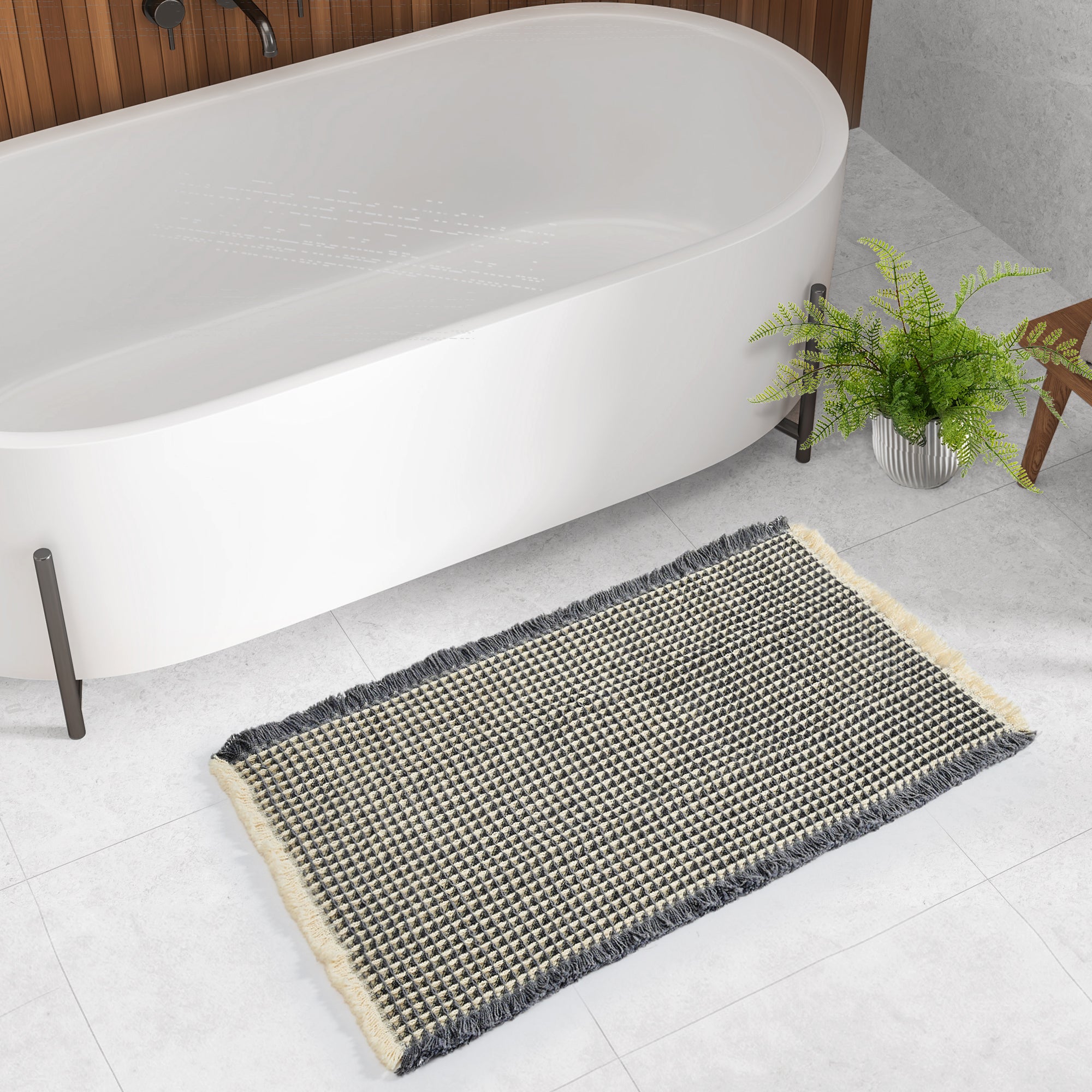 Deconovo Waffle Grid Bathroom Floor Mat Non Slip Absorbent Rug