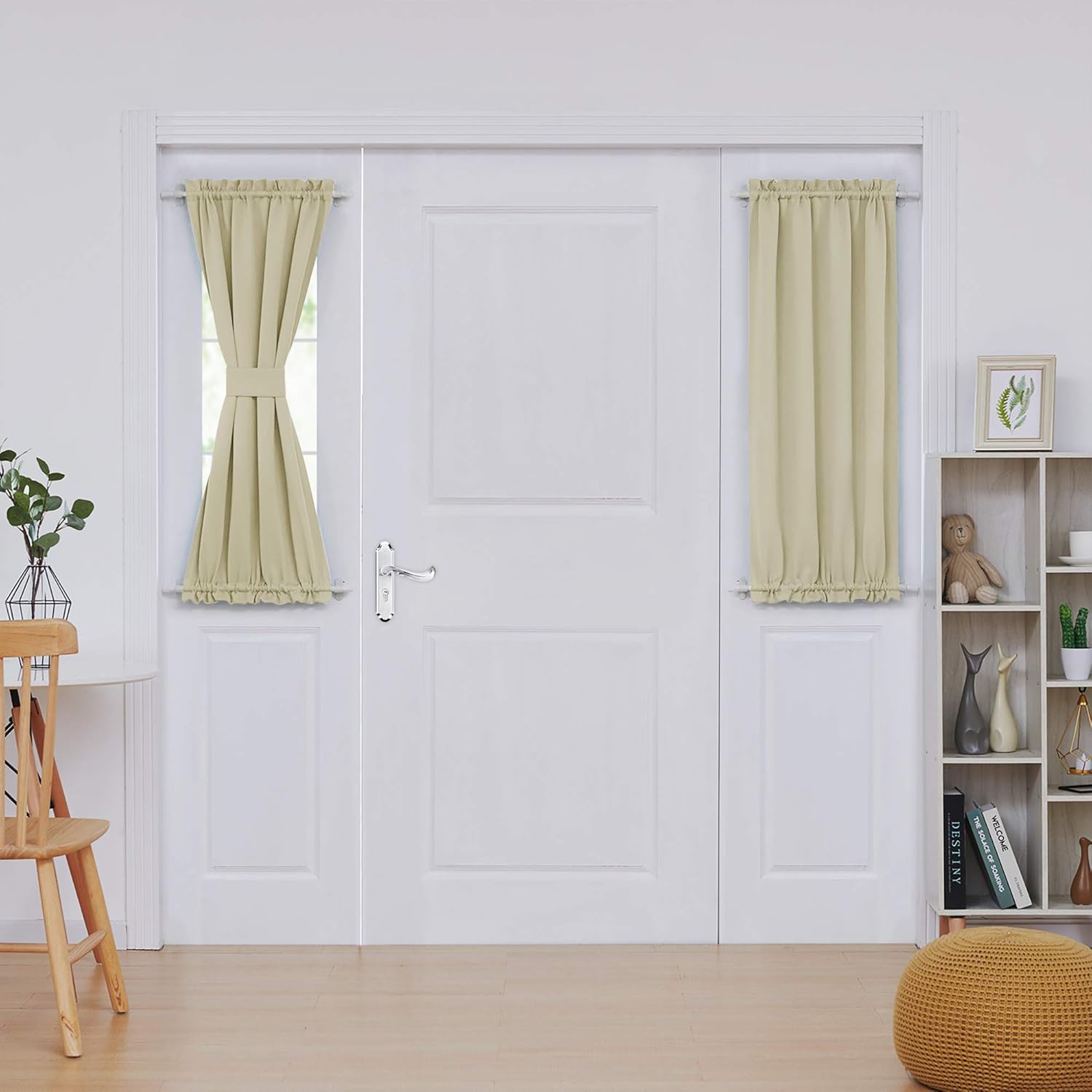 Deconovo Blackout Door Curtain Panel with Adjustable Tieback for Glass Doors, Solid Color, 1 Panel