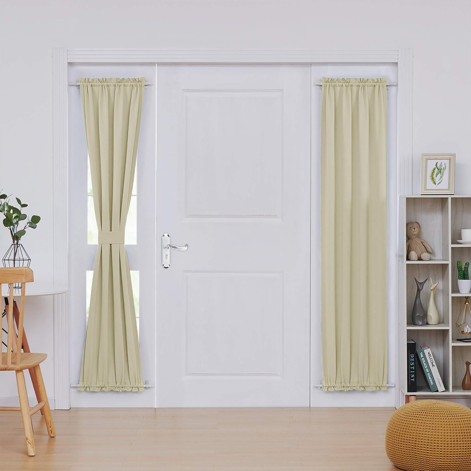 Deconovo Blackout Door Curtain Panel with Adjustable Tieback for Glass Doors, Solid Color, 1 Panel