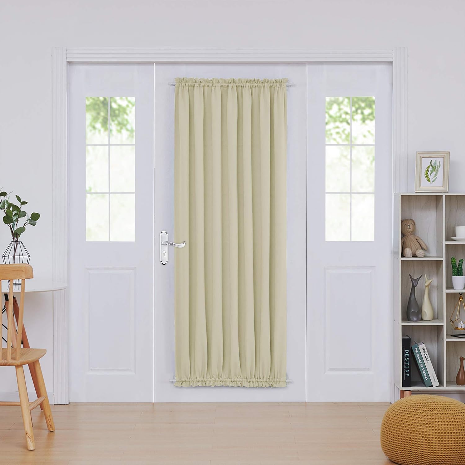Deconovo Blackout Door Curtain Panel with Adjustable Tieback for Glass Doors, Solid Color, 1 Panel