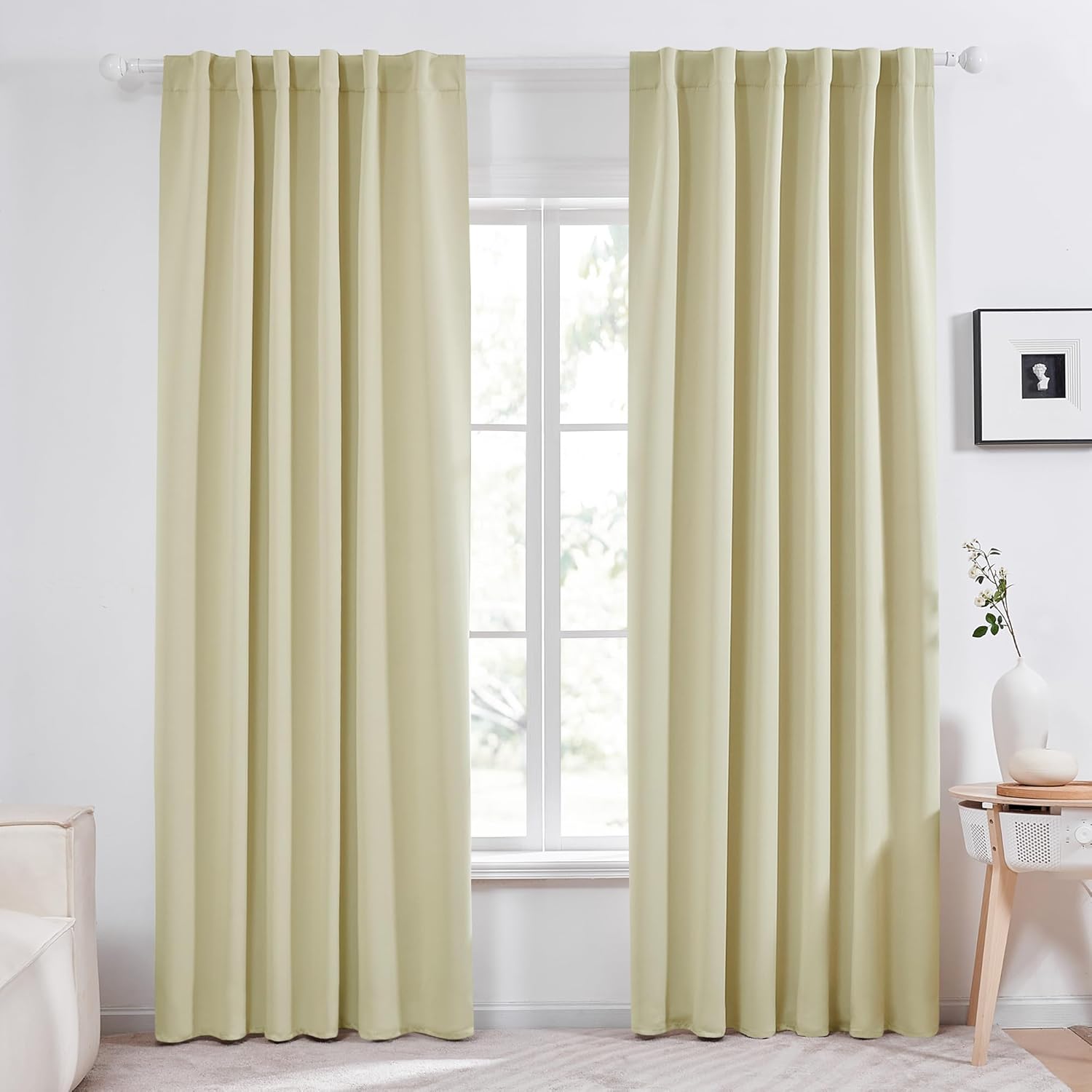 Deconovo Room Darkening Thermal Curtains, 2 Panels, Back Tab & Rod Pocket, Solid Color