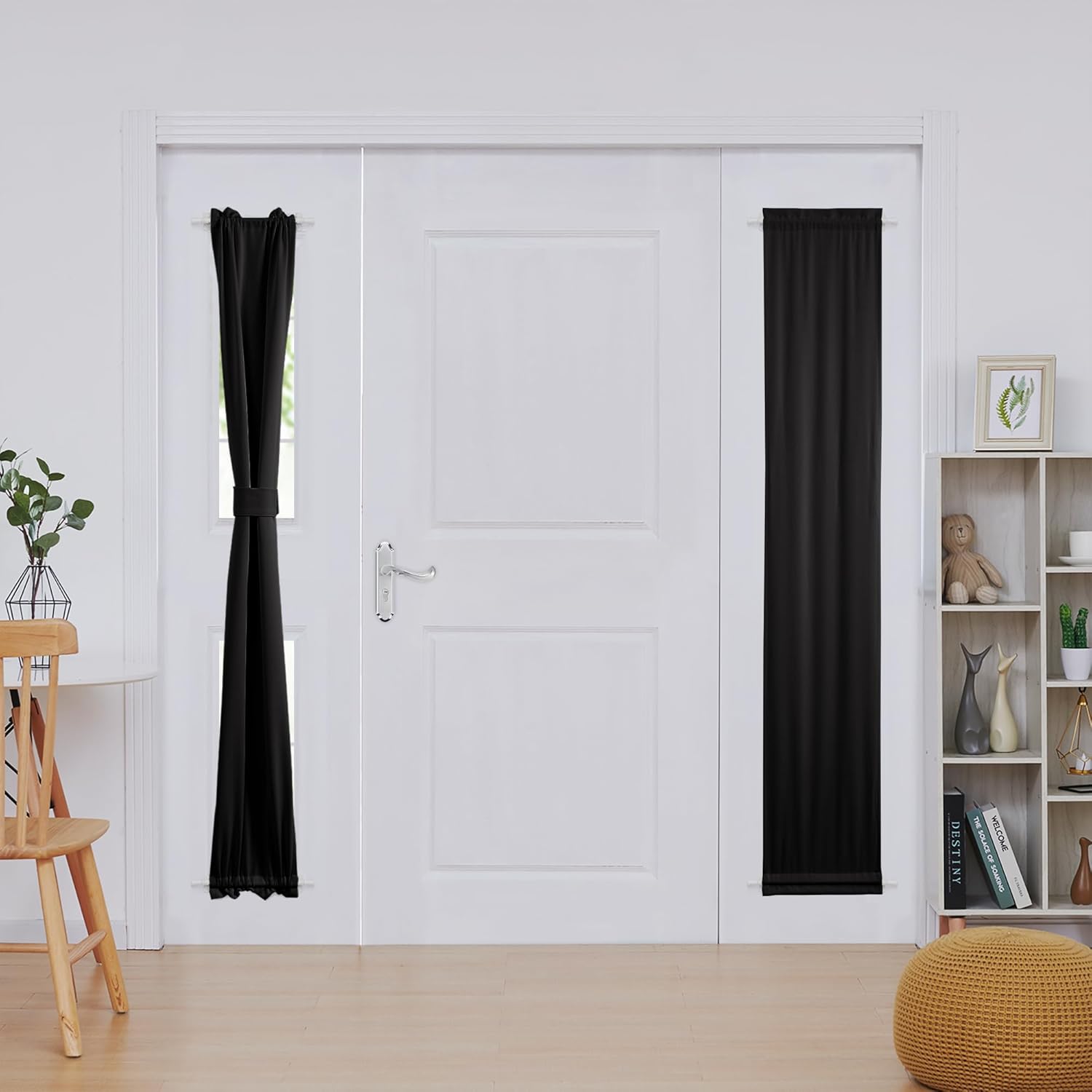 Deconovo Blackout Door Curtain Panel with Adjustable Tieback for Glass Doors, Solid Color, 1 Panel