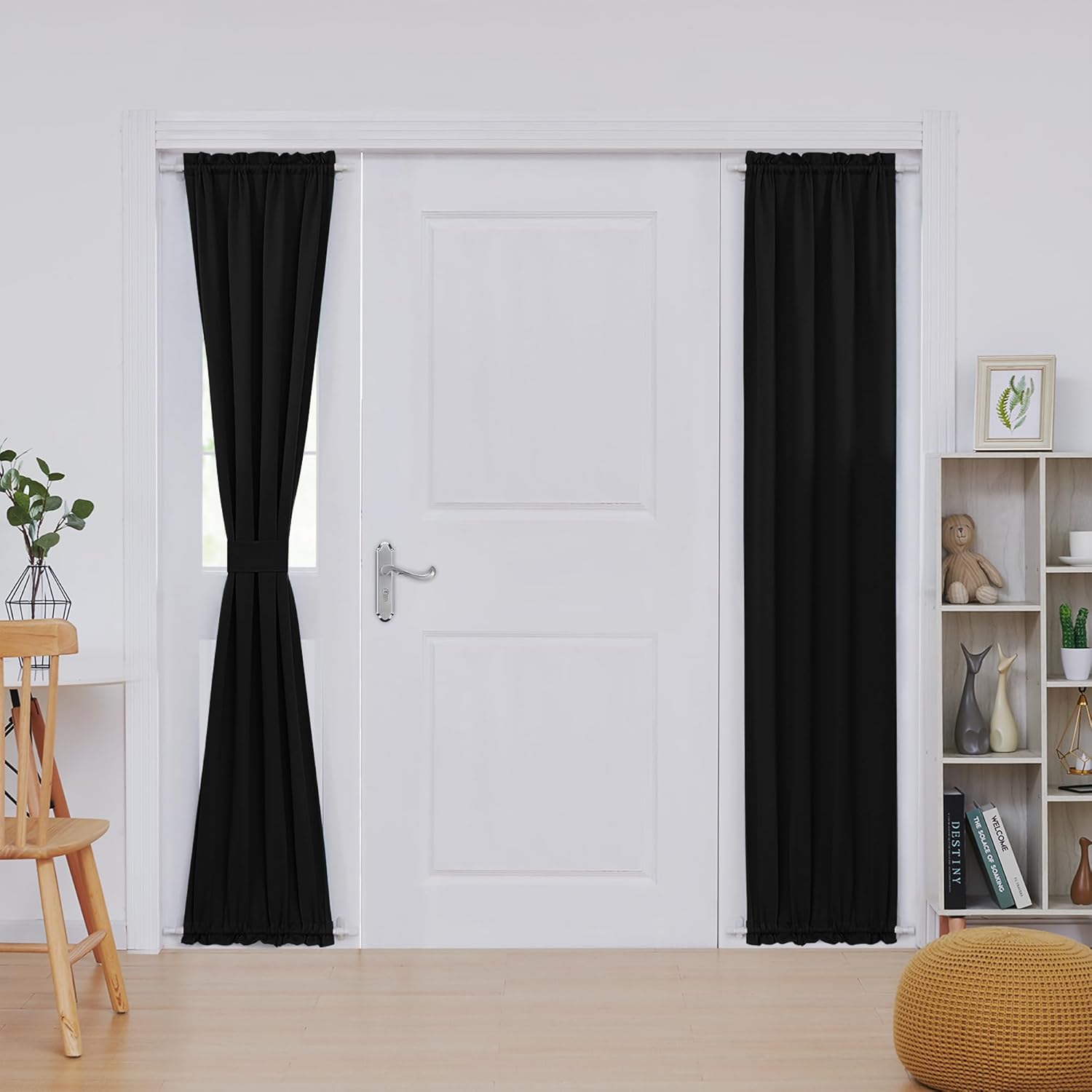 Deconovo Blackout Door Curtain Panel with Adjustable Tieback for Glass Doors, Solid Color, 1 Panel