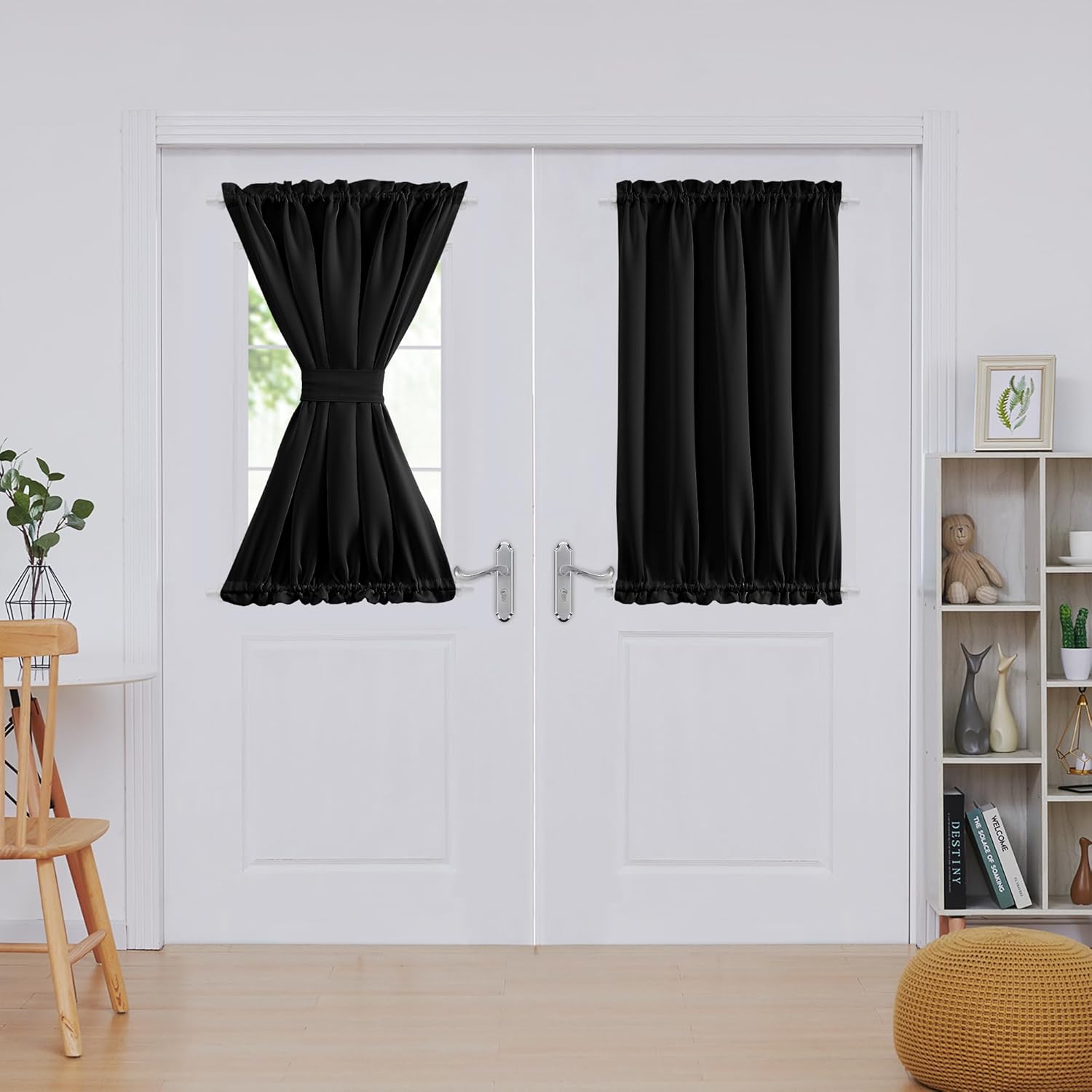 Deconovo Blackout Door Curtain Panel with Adjustable Tieback for Glass Doors, Solid Color, 1 Panel