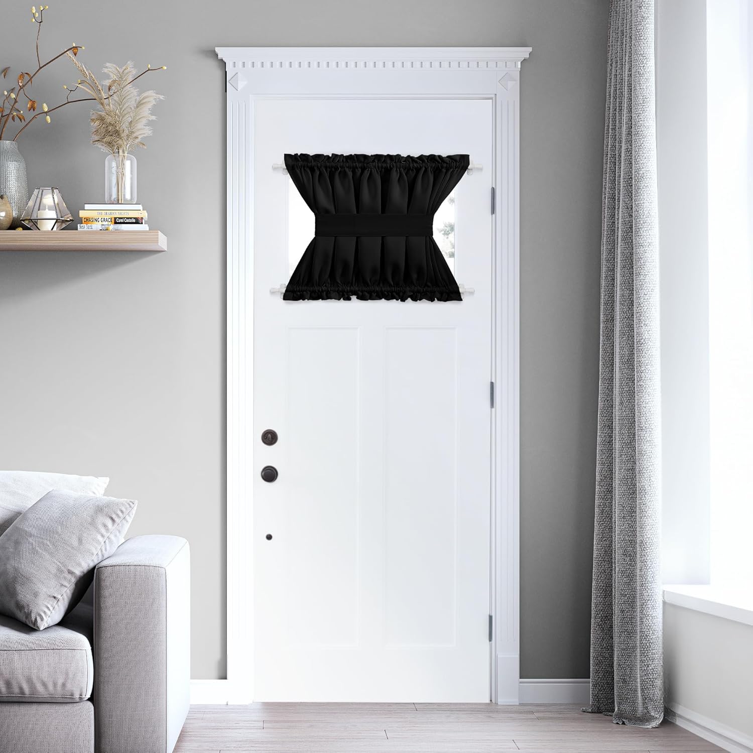 Deconovo Blackout Door Curtain Panel with Adjustable Tieback for Glass Doors, Solid Color, 1 Panel