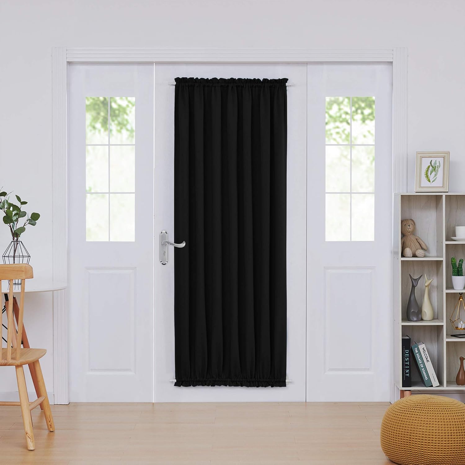 Deconovo Blackout Door Curtain Panel with Adjustable Tieback for Glass Doors, Solid Color, 1 Panel