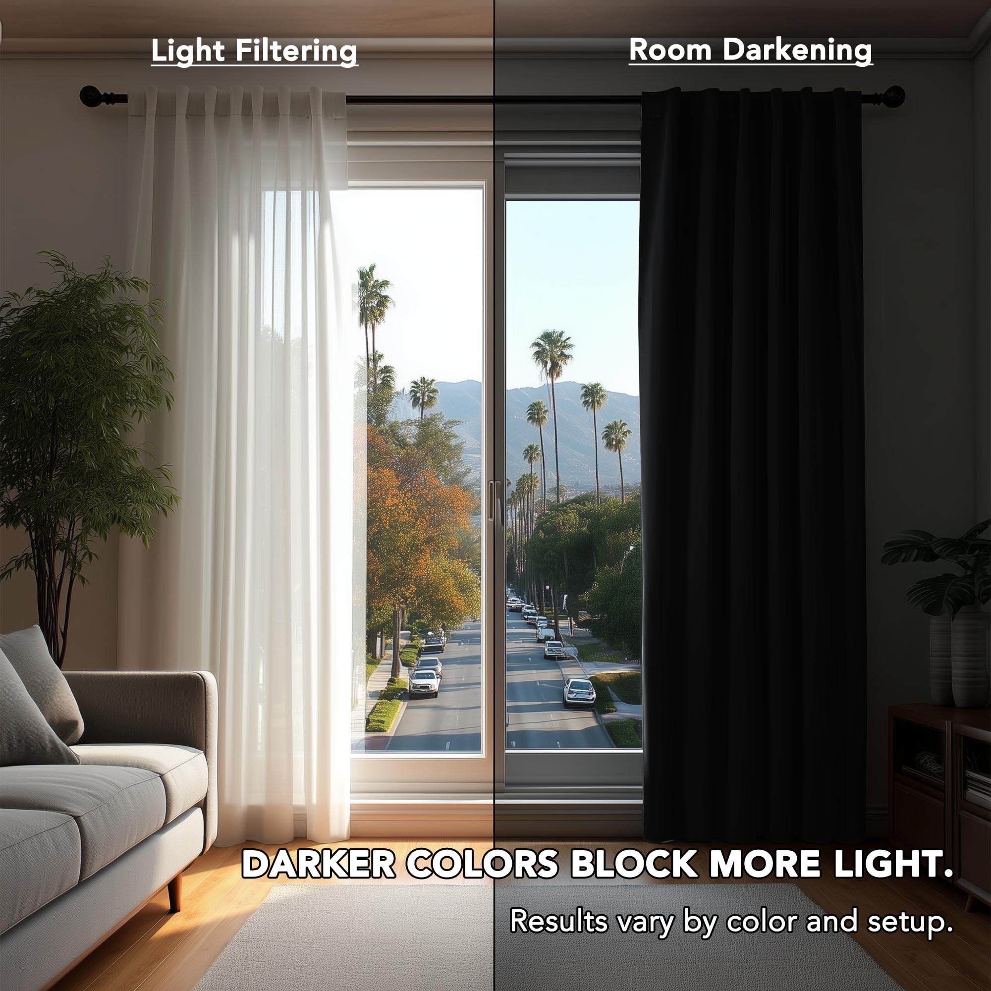 Deconovo Room Darkening Thermal Curtains, 2 Panels, Back Tab & Rod Pocket, Solid Color