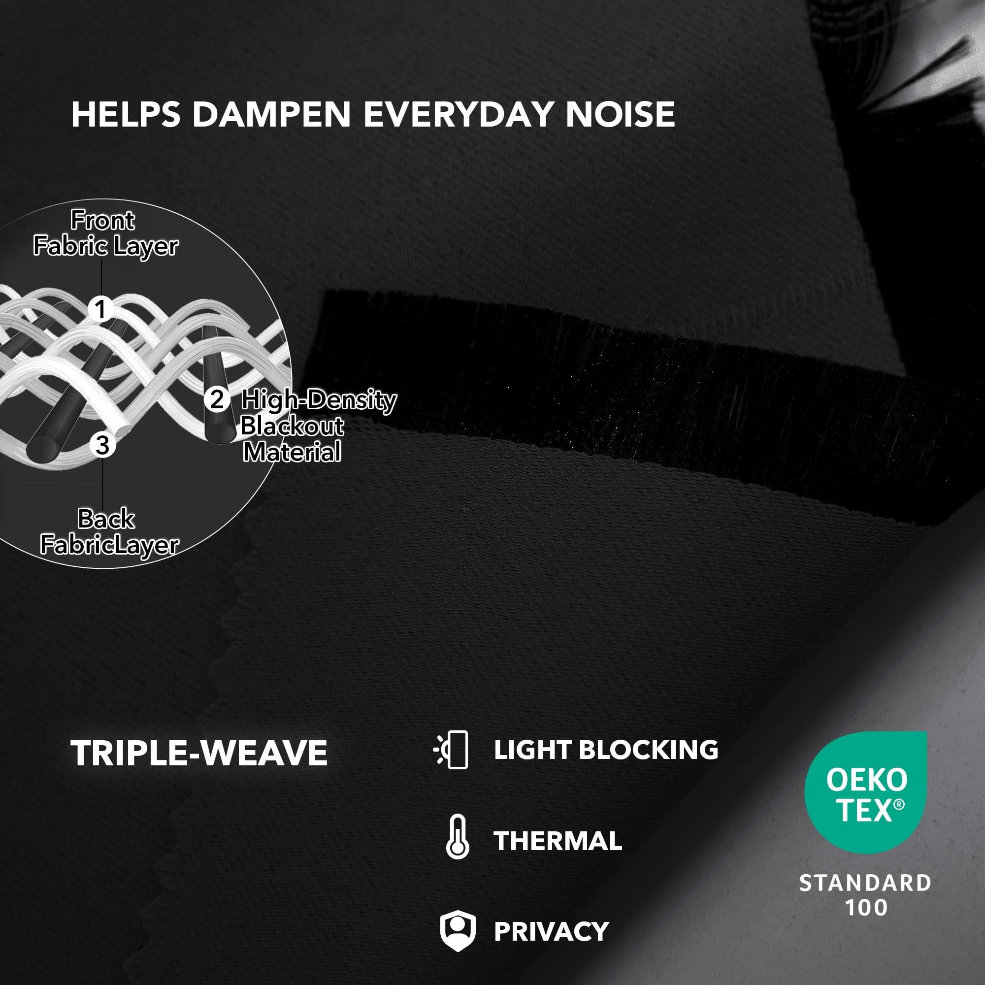 Deconovo Room Darkening Thermal Curtains, 2 Panels, Back Tab & Rod Pocket, Solid Color